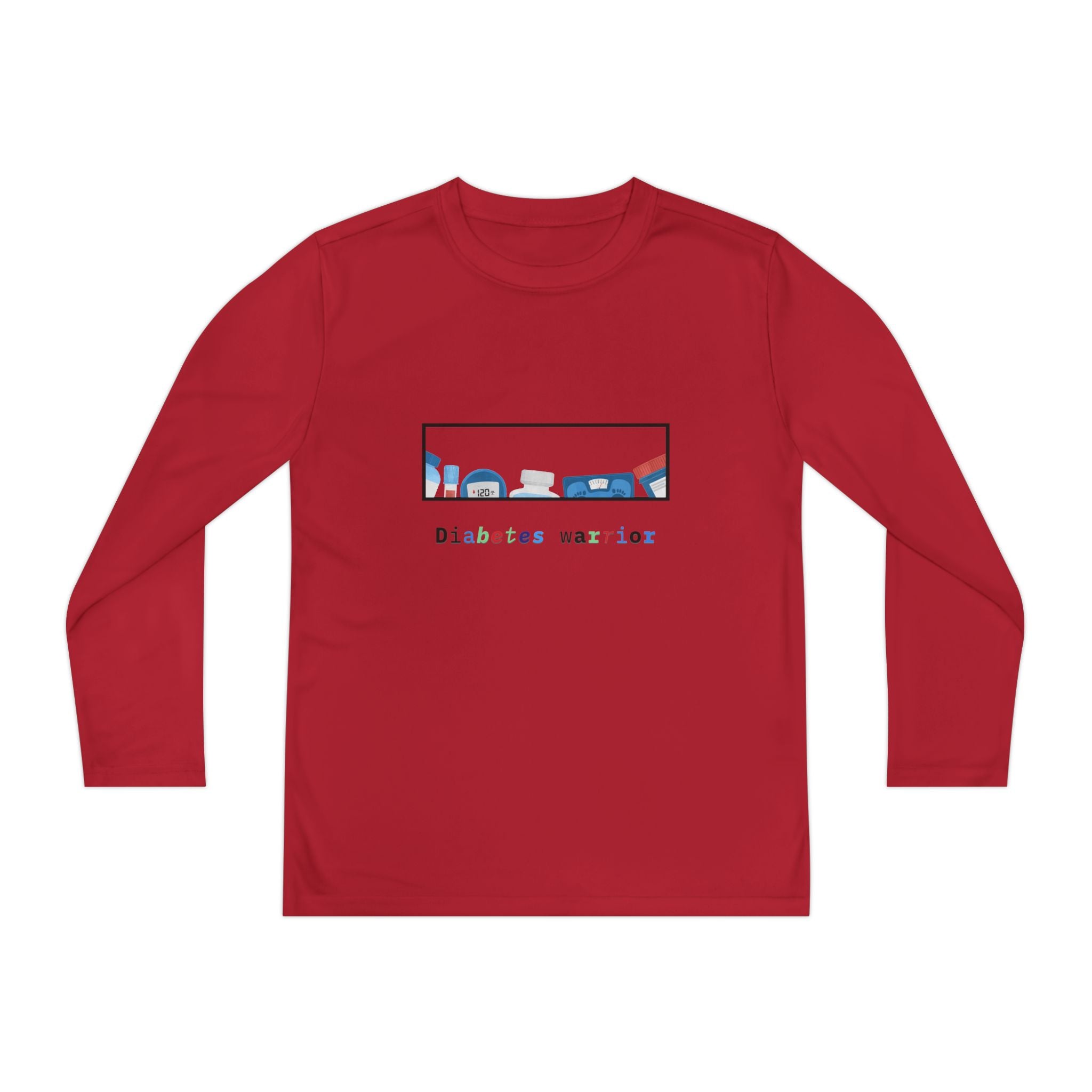 Diabetes Warrior w/supplies - Youth Longsleeve Tee The Diabuddies Store T-Shirts $27.35
