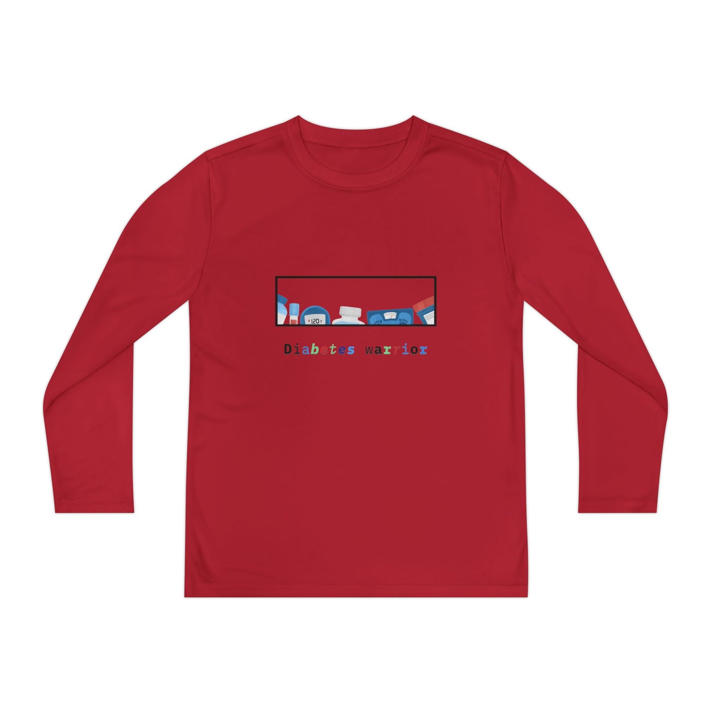 Diabetes Warrior w/supplies - Youth Longsleeve Tee The Diabuddies Store T-Shirts $27.35