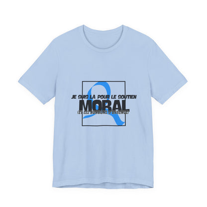 The Diabuddies Store Moral Support and Emergency Candy (French) - Unisex Tee Moral Support and Emergency Candy (French) - Unisex Tee: Being a friend to someone with diabetes means being ready for anything – from offering a listening ear to, well, having s