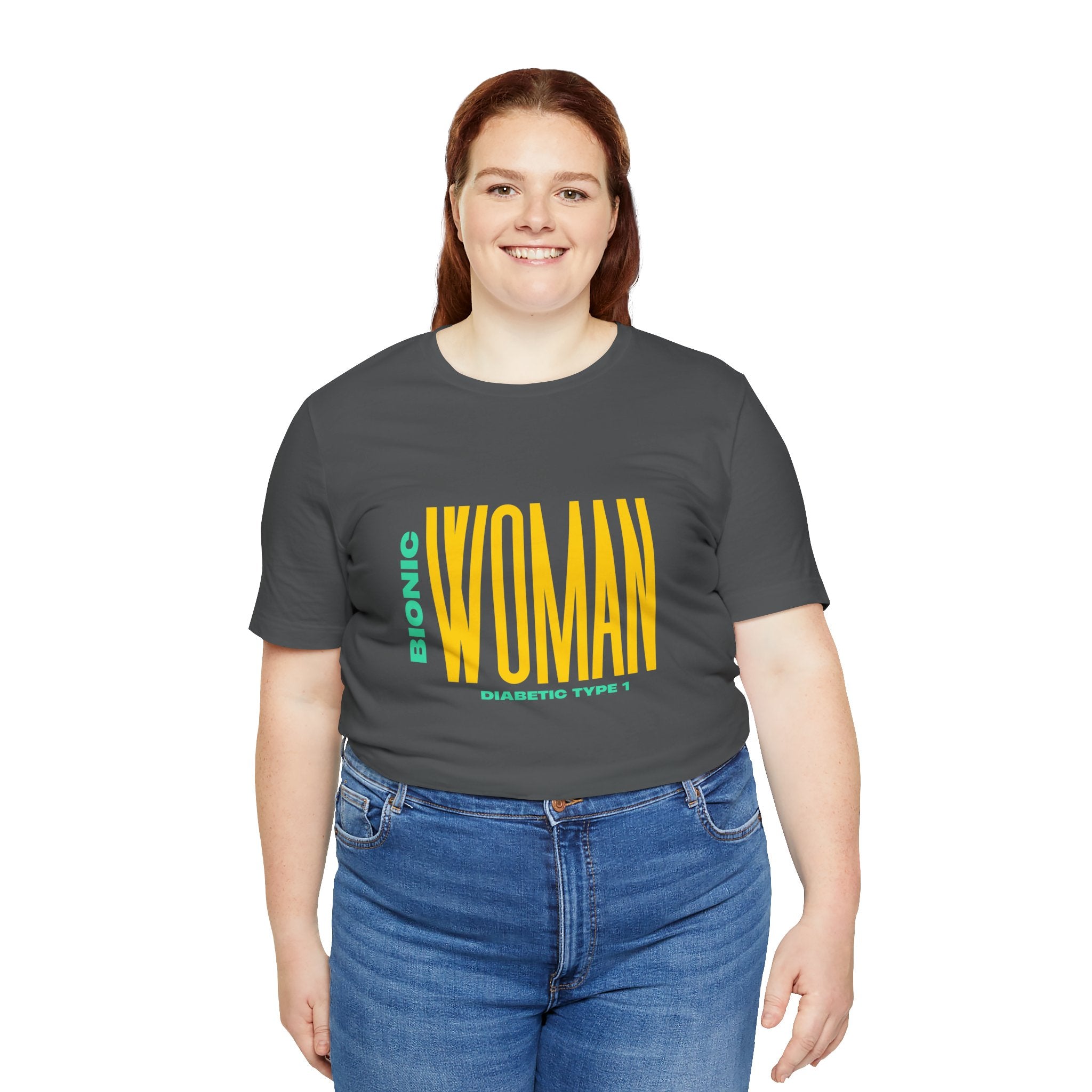 The Diabuddies Store Bionic Woman (Diabetes) - Unisex Tee Bionic Woman (Diabetes) - Unisex Tee: Unleash your inner Bionic strength! This Unisex Tee is a powerful statement of resilience, strength, and modern-day heroism for anyone living with Type 1 Diabe
