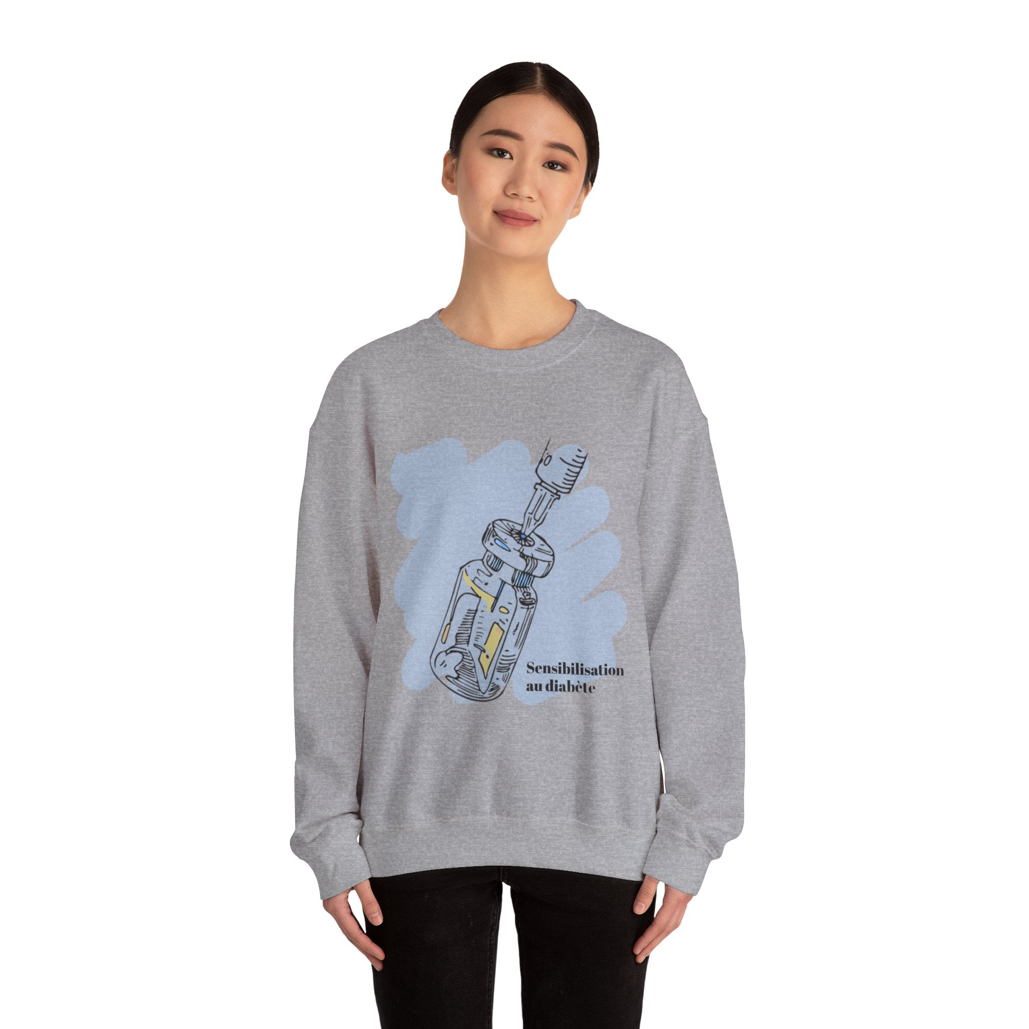 Insulin Vial Diabetes Awareness (French) Sweatshirt The Diabuddies Store Sweatshirts $32.95