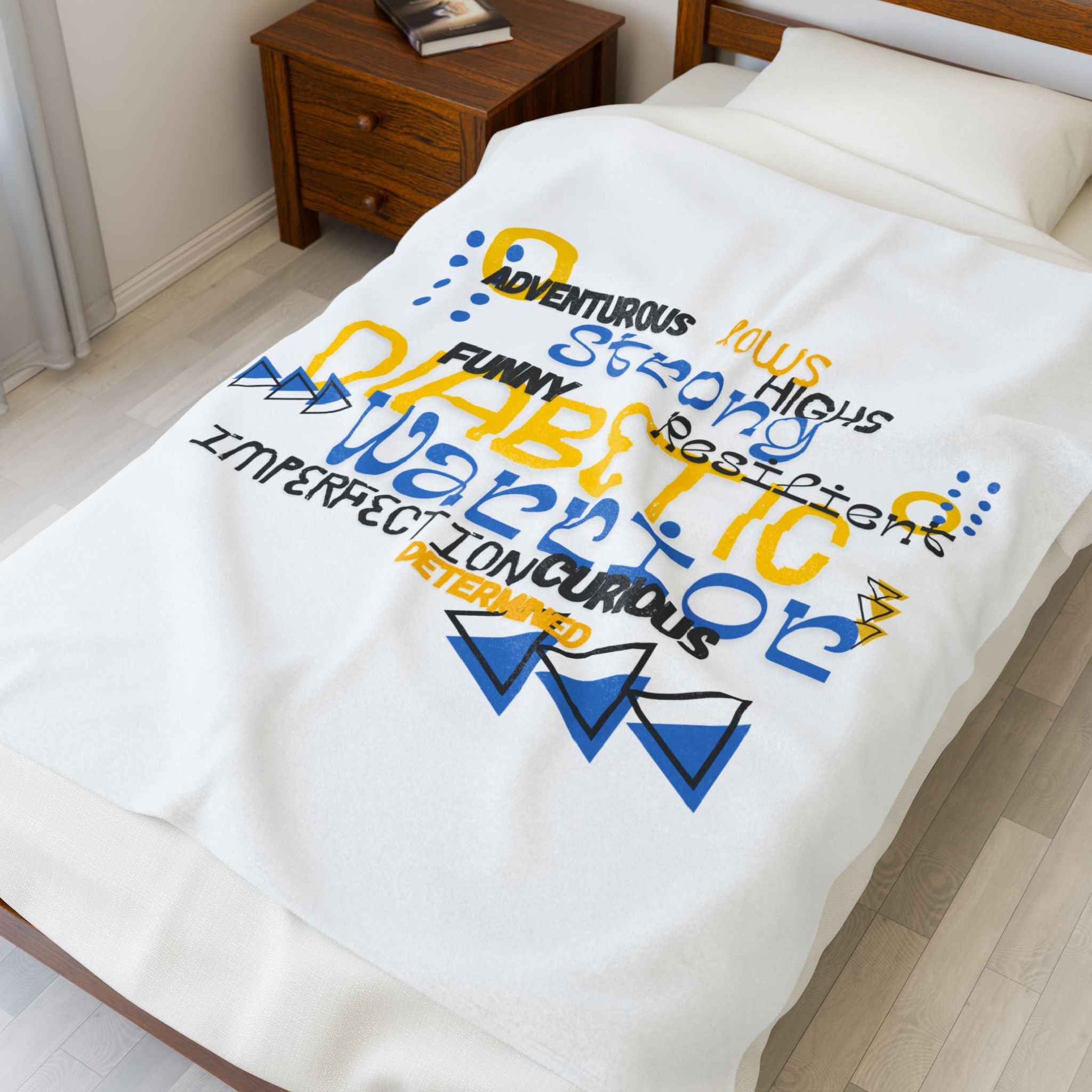 The Diabuddies Store Inspirational Words - Velveteen Plush Blanket Inspirational Words - Velveteen Plush Blanket: Wrap yourself in warmth and wisdom with our Diabetes Inspirational Words Velveteen Plush Blanket. Crafted from sumptuously soft velveteen plu