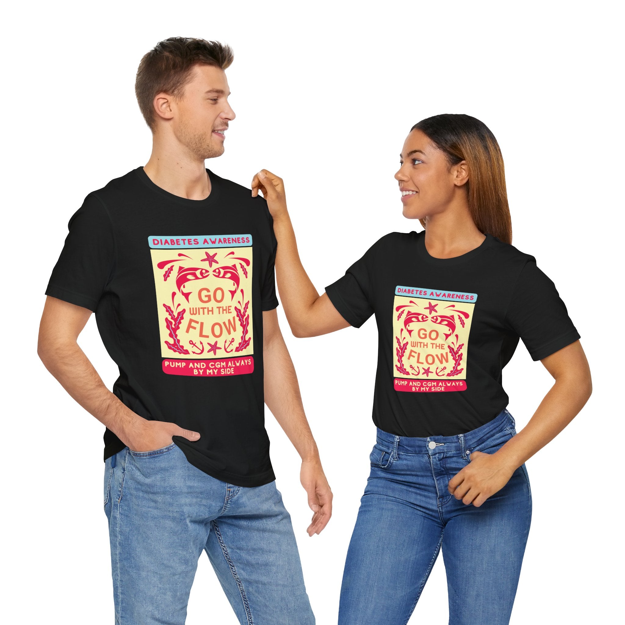 The Diabuddies Store Go with the Flow (Diabetes) - Unisex Tee Go with the Flow (Diabetes) - Unisex Tee: Engineered for those who live with a pump and CGM, this tank ensures your devices are always within reach and comfortably secure, letting you move free