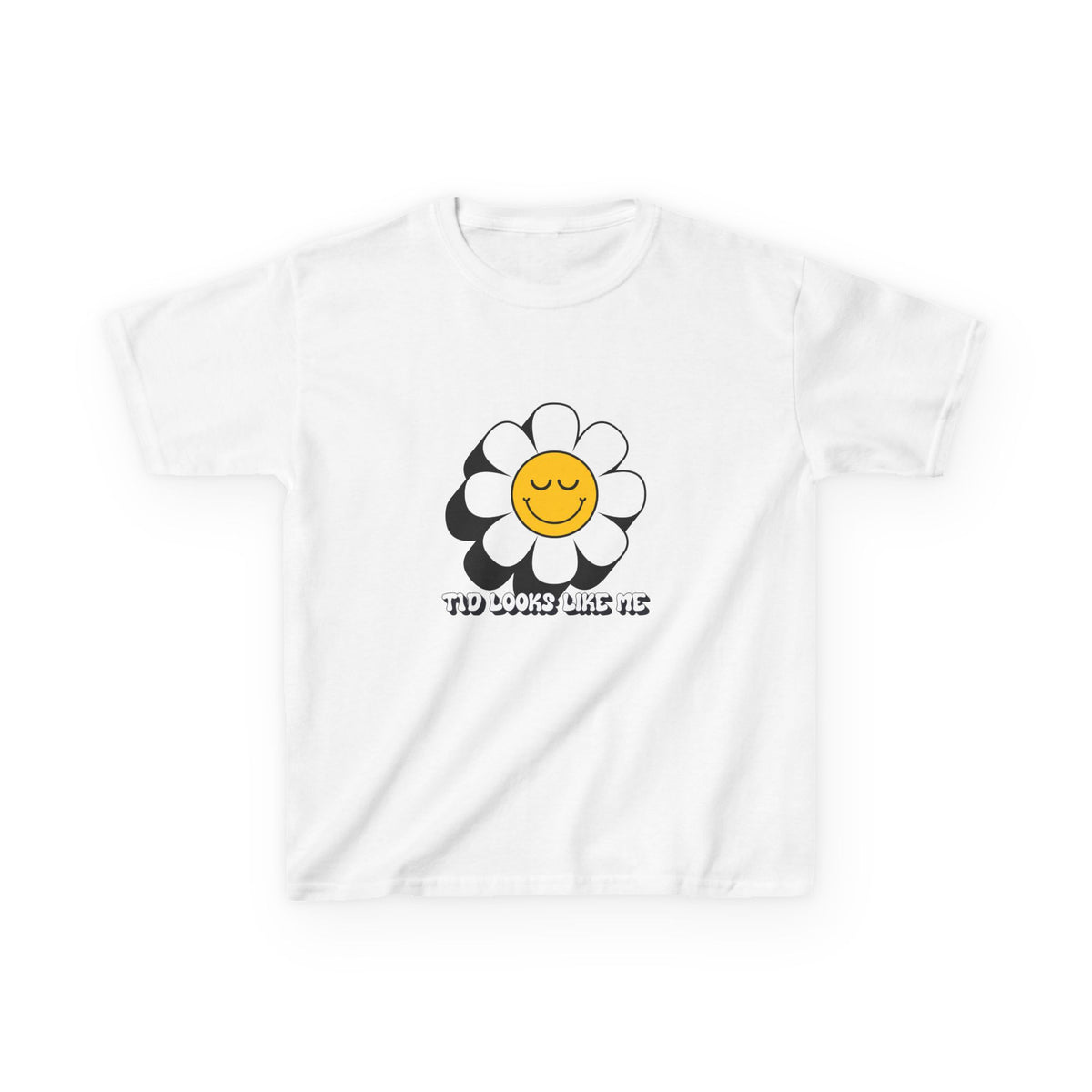 The Diabuddies Store T1D Looks like me w/Flower - Kids Tee T1D Looks like me w/Flower - Kids Tee: This is a powerful statement for a child to wear. It communicates that people with Type 1 diabetes are not defined by their condition; they look just like an