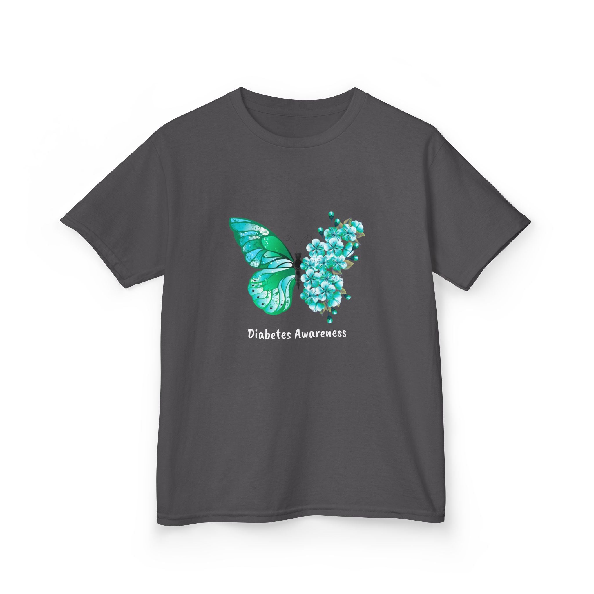 Green Butterfly & Flowers - Kids Tee The Diabuddies Store T-Shirts $19.22
