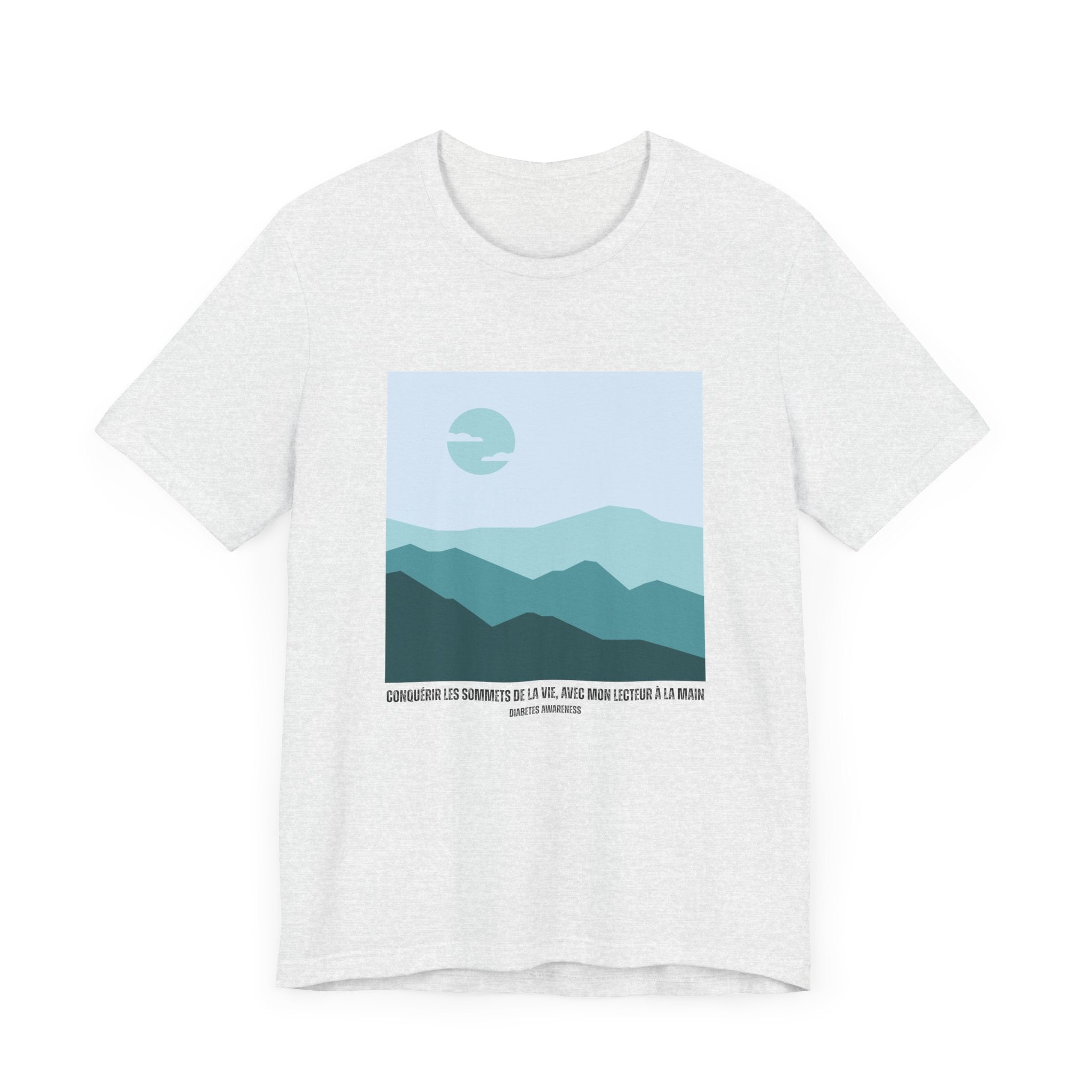 Summiting Life's Mountains Meter in Hand (French) Unisex Tee The Diabuddies Store T-Shirts $22.50