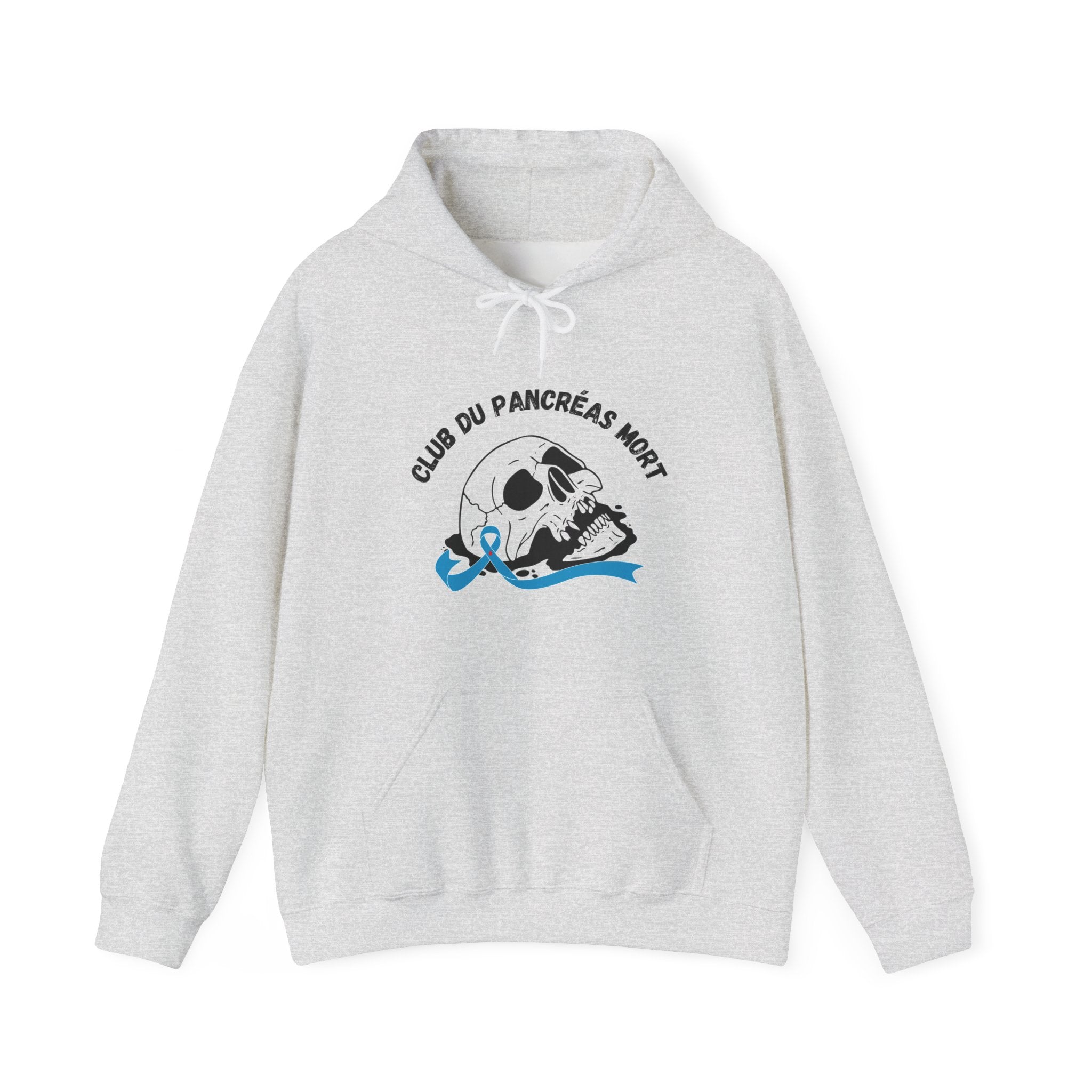 Skull & Blue Ribbon Dead Pancreas Club (French) Hoodie The Diabuddies Store Hoodies $32.41