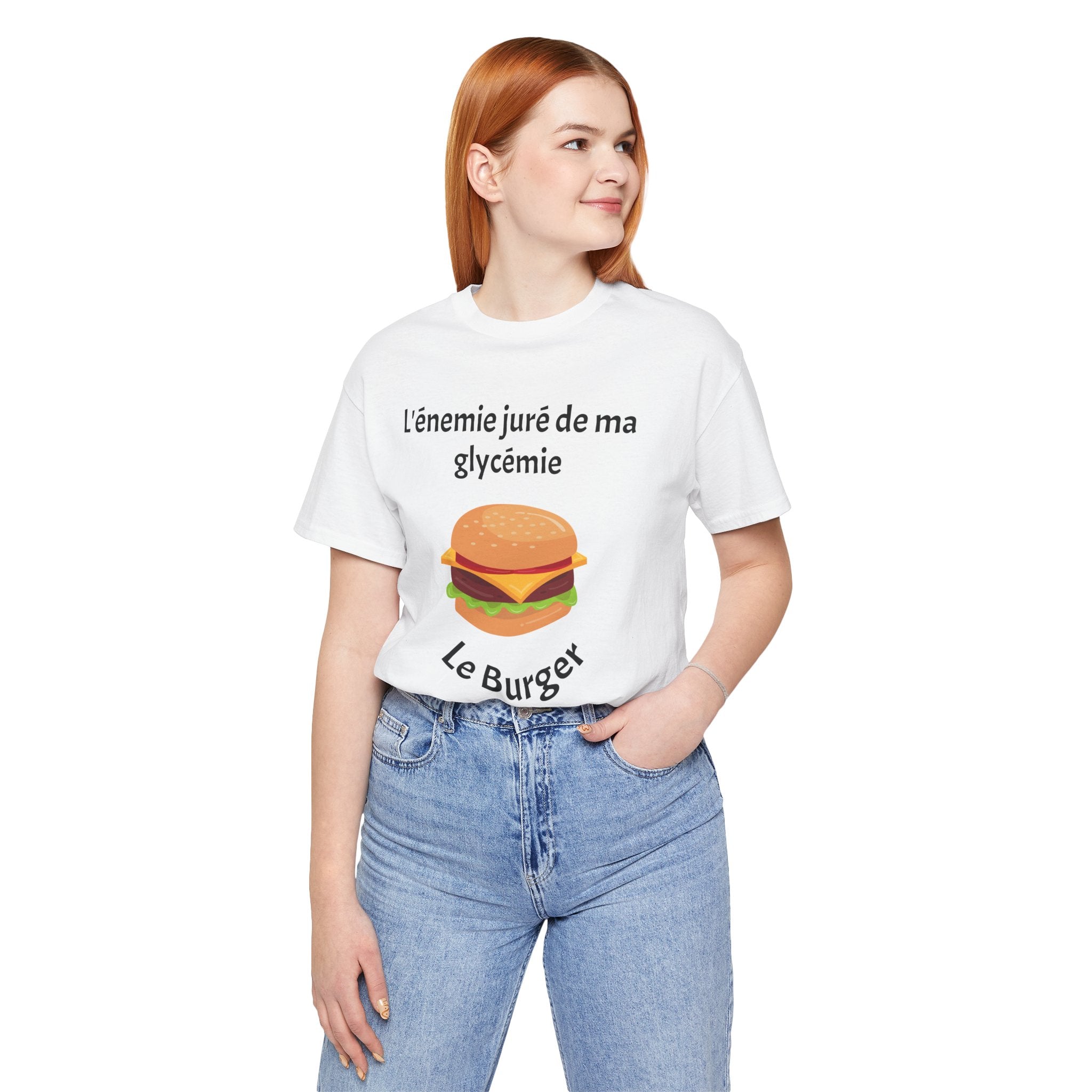 Blood Sugar's Arch Nemesis: The Burger (French) - Unisex Tee The Diabuddies Store T-Shirts $25.00