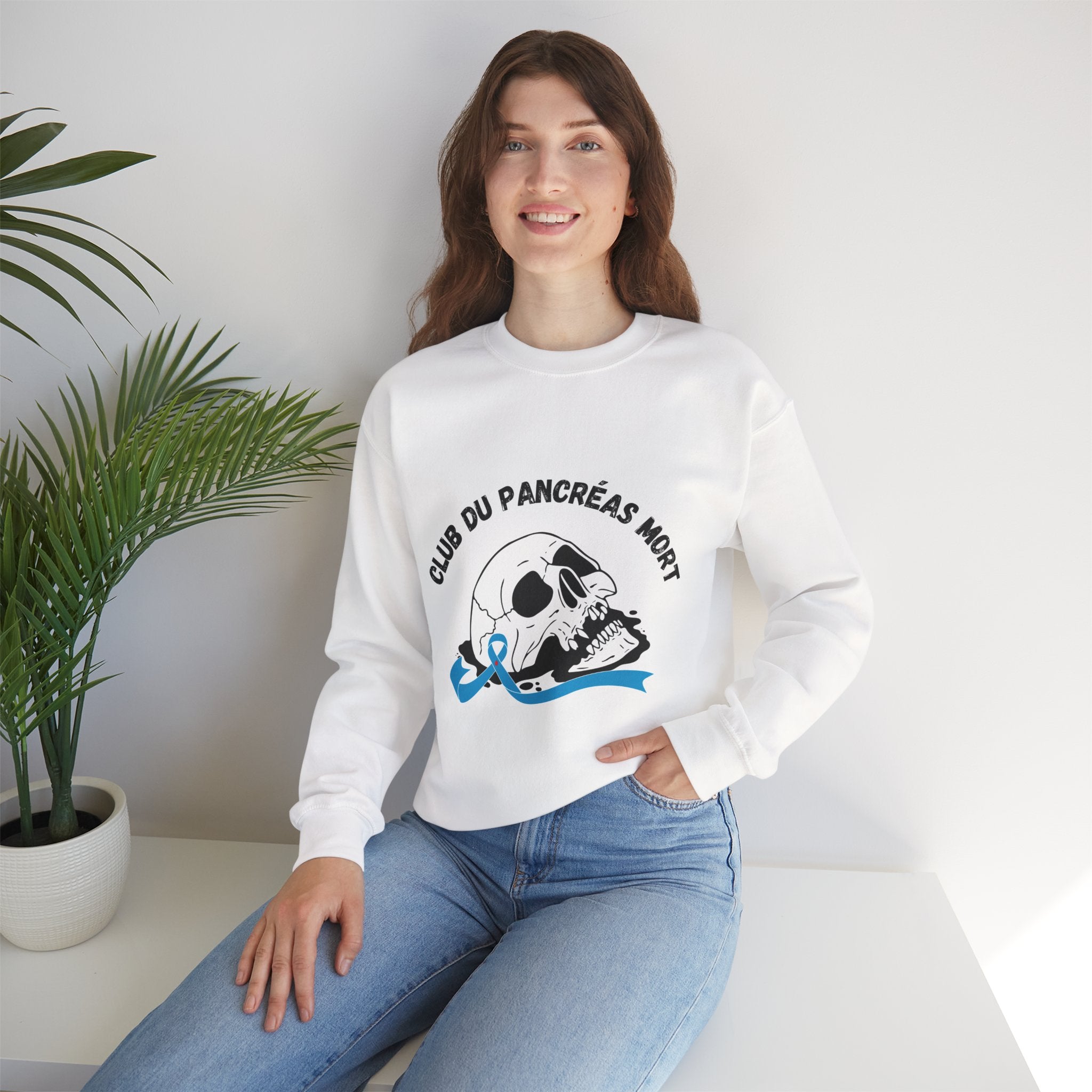 Skull & Blue Ribbon, Dead Pancreas Club (French) Sweatshirt The Diabuddies Store Sweatshirts $35.70