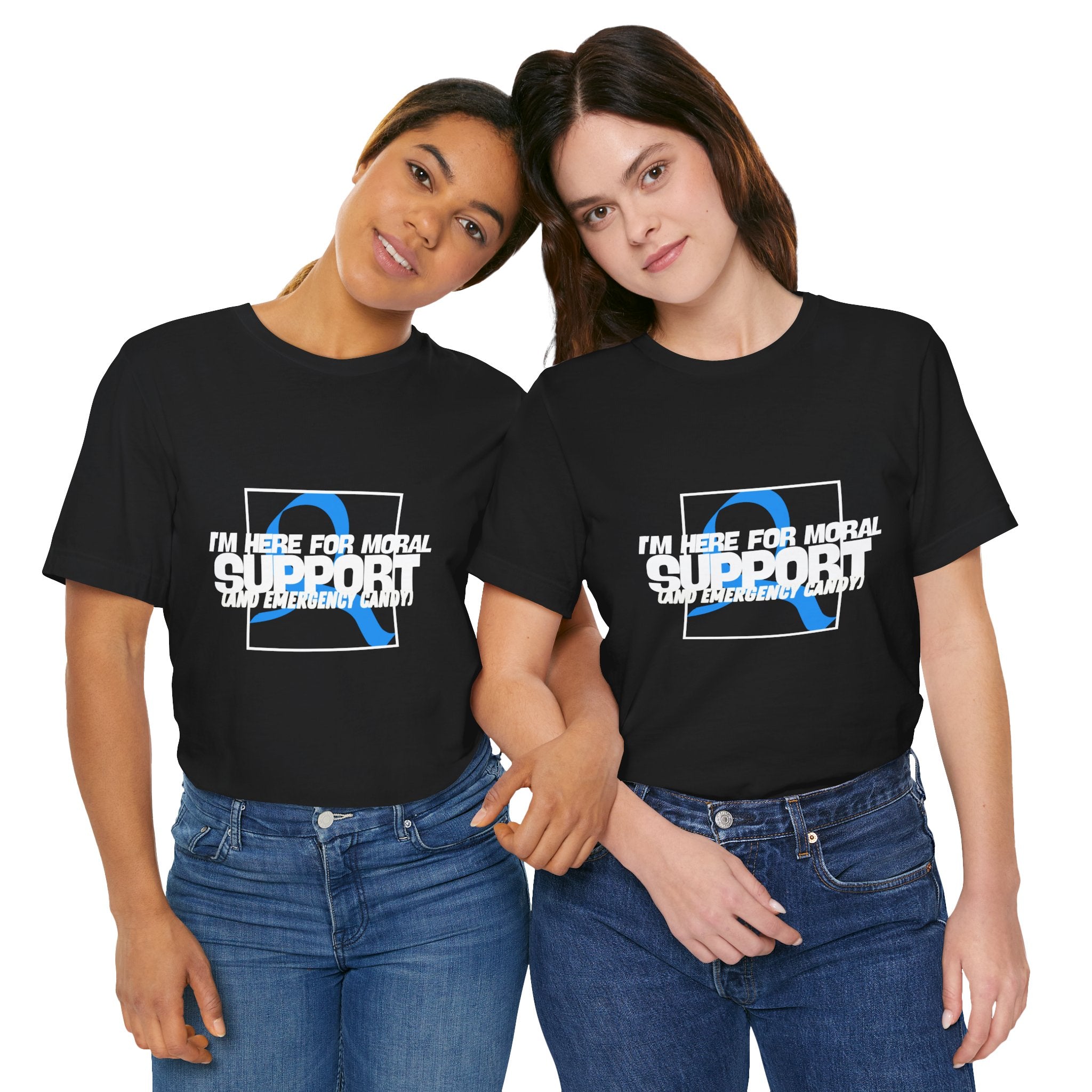 The Diabuddies Store Moral Support and Emergency Candy - Unisex Tee Moral Support and Emergency Candy - Unisex Tee: Being a friend to someone with diabetes means being ready for anything – from offering a listening ear to, well, having some emergency cand