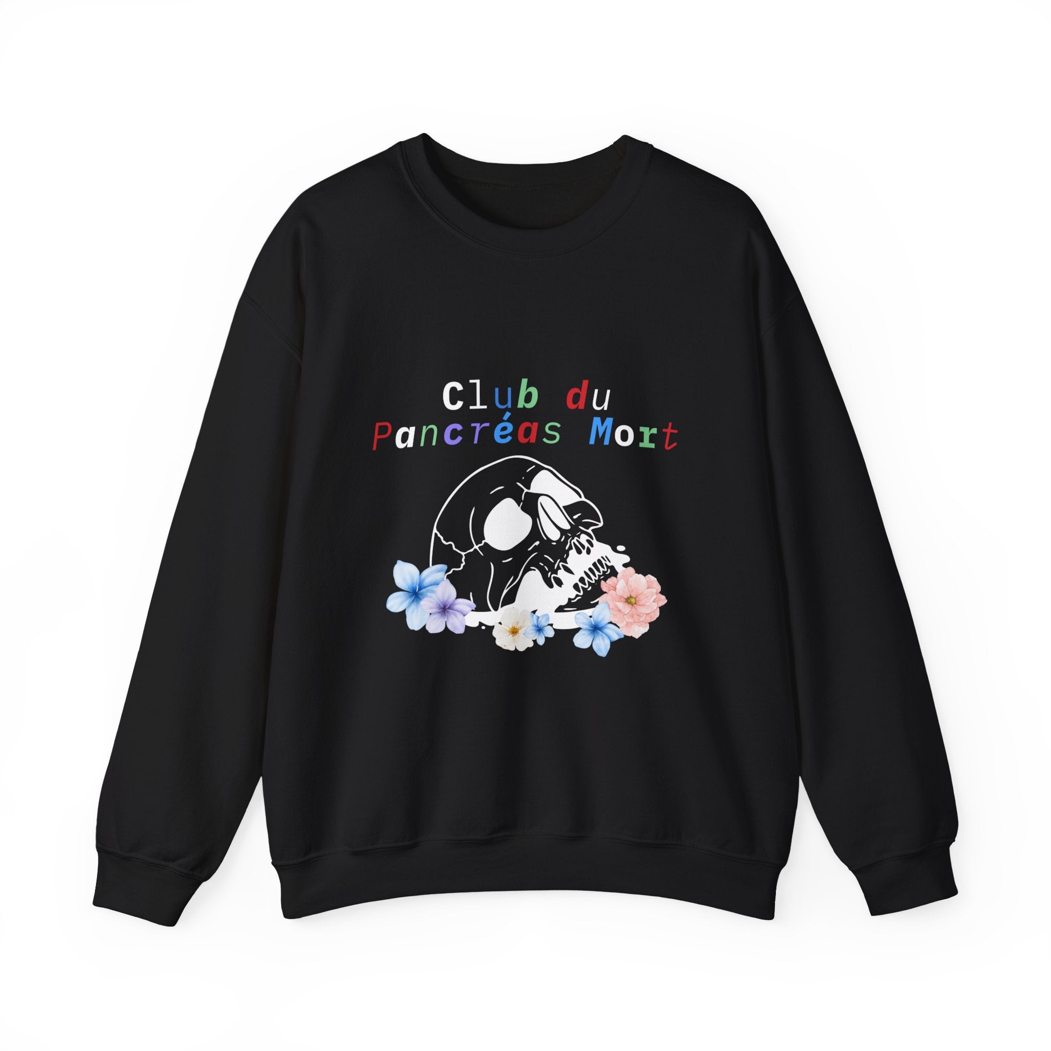 Skull & Flowers Dead Pancreas Club-French Unisex Sweatshirt The Diabuddies Store Sweatshirts $35.70