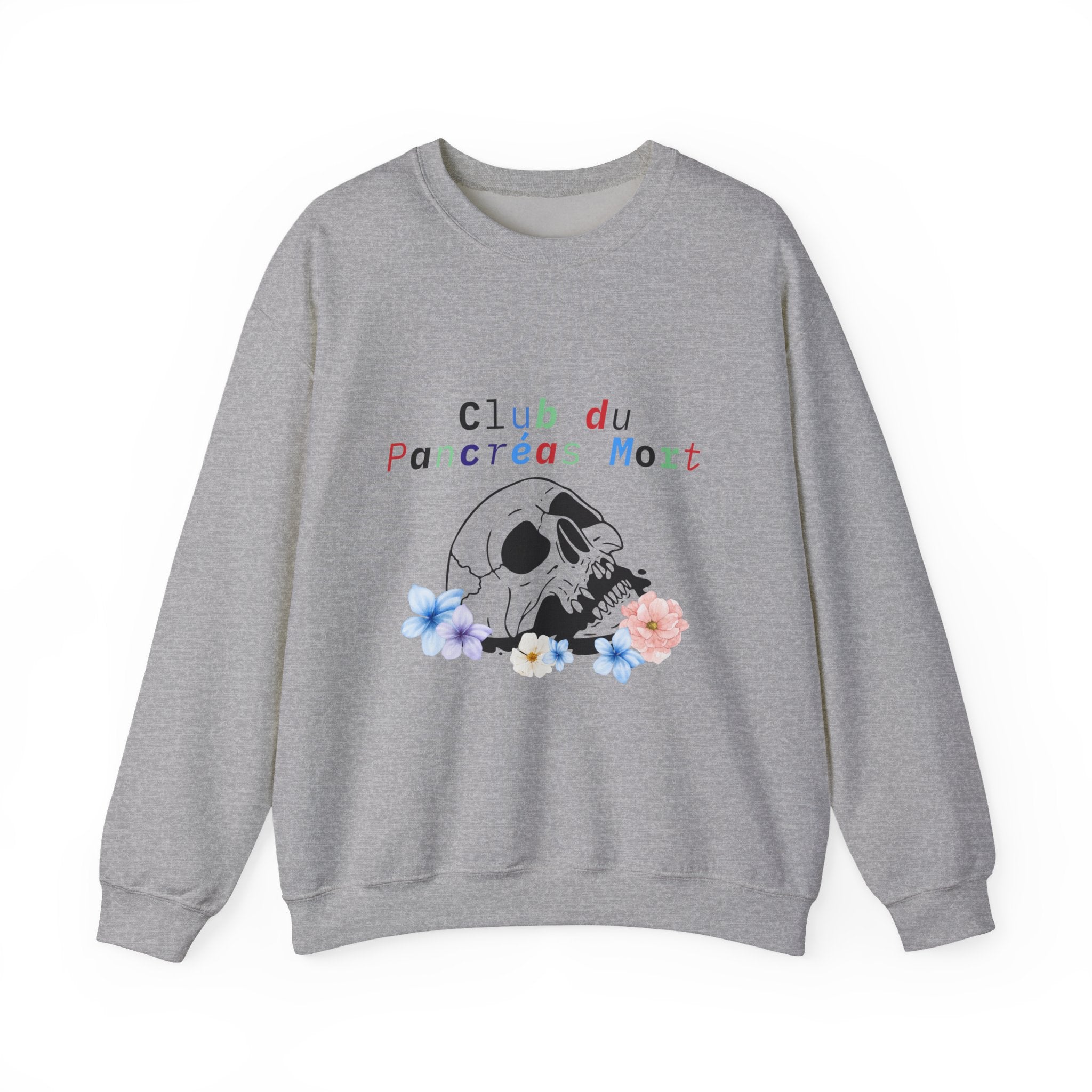Skull & Flowers Dead Pancreas Club-French Unisex Sweatshirt The Diabuddies Store Sweatshirts $35.70