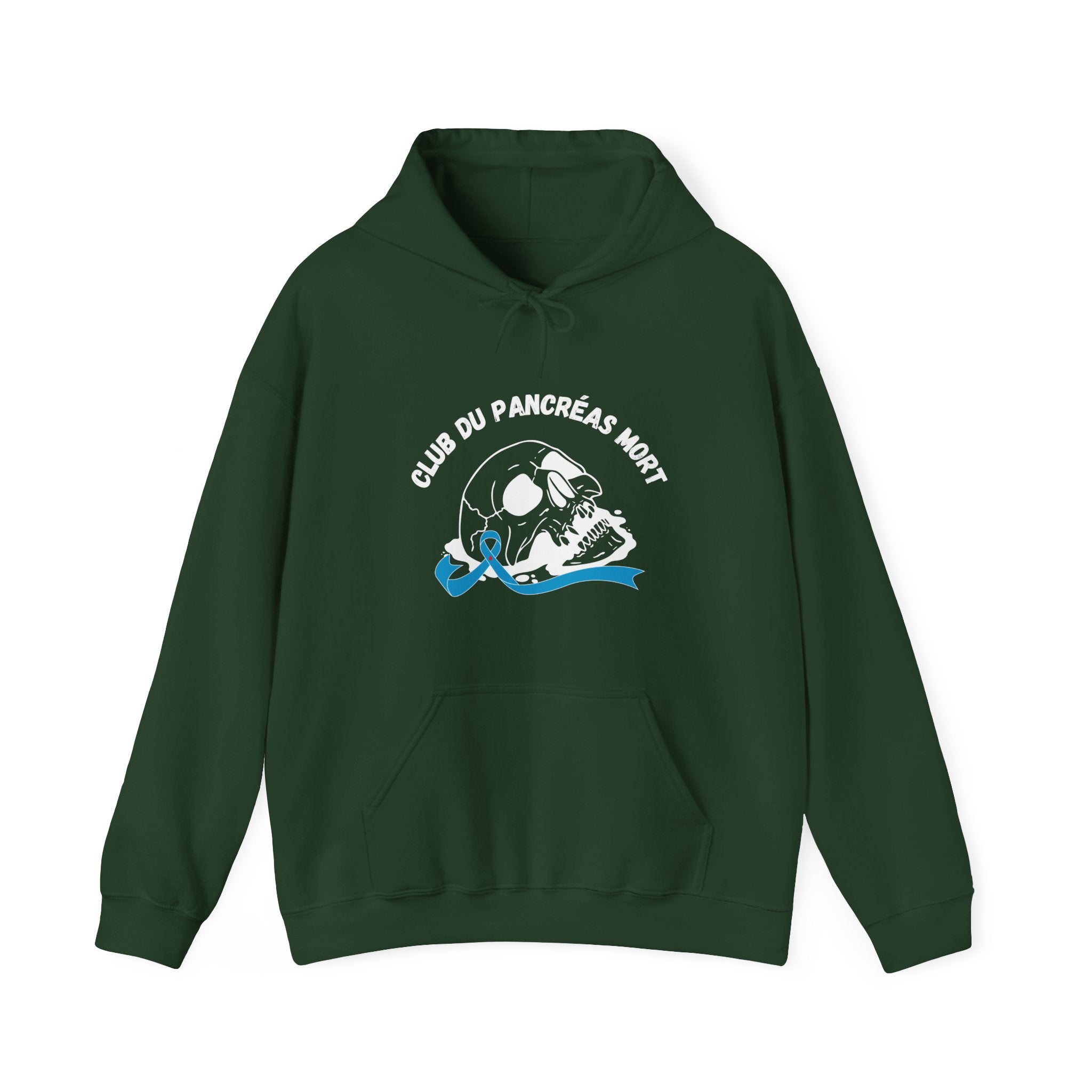 Skull & Blue Ribbon Dead Pancreas Club (French) Hoodie The Diabuddies Store Hoodies $32.41