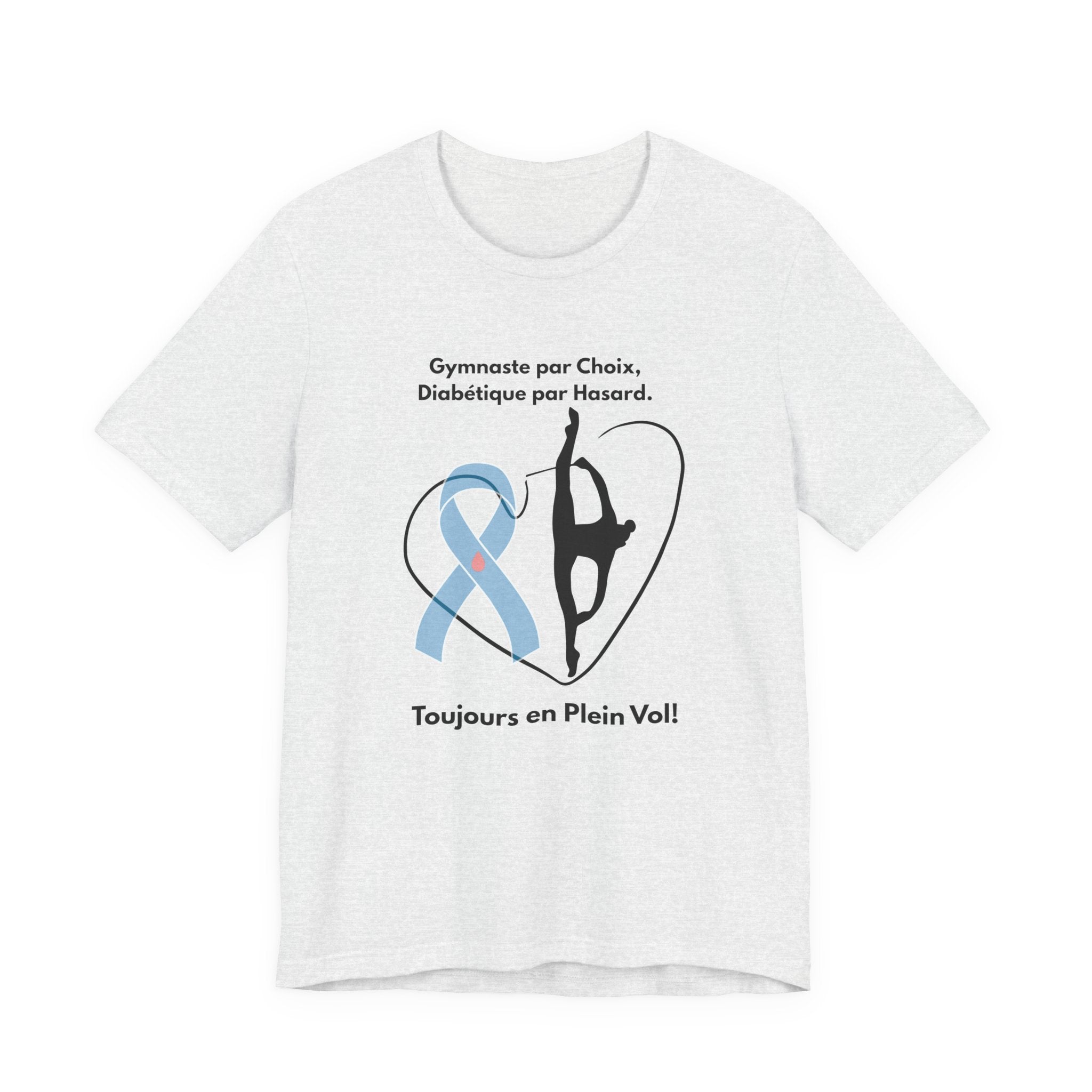 The Diabuddies Store Diabetes & Gymnastics (French) - Unisex Tee Diabetes & Gymnastics (French) - Unisex Tee: Defy expectations and tumble forward! This comfortable racerback tank is designed for the resilient gymnast who manages diabetes with grace and s