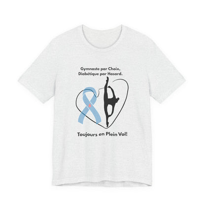 The Diabuddies Store Diabetes & Gymnastics (French) - Unisex Tee Diabetes & Gymnastics (French) - Unisex Tee: Defy expectations and tumble forward! This comfortable racerback tank is designed for the resilient gymnast who manages diabetes with grace and s