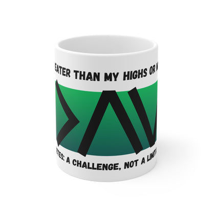The Diabuddies Store Greater than (Green) - Mug 11oz Greater than (Green) - Mug 11oz: An inspirational mug that brings a daily reminder that you are greater than the highs and the lows during your coffee or tea routine. Perfect for anyone with a playful p