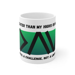 The Diabuddies Store Greater than (Green) - Mug 11oz Greater than (Green) - Mug 11oz: An inspirational mug that brings a daily reminder that you are greater than the highs and the lows during your coffee or tea routine. Perfect for anyone with a playful p