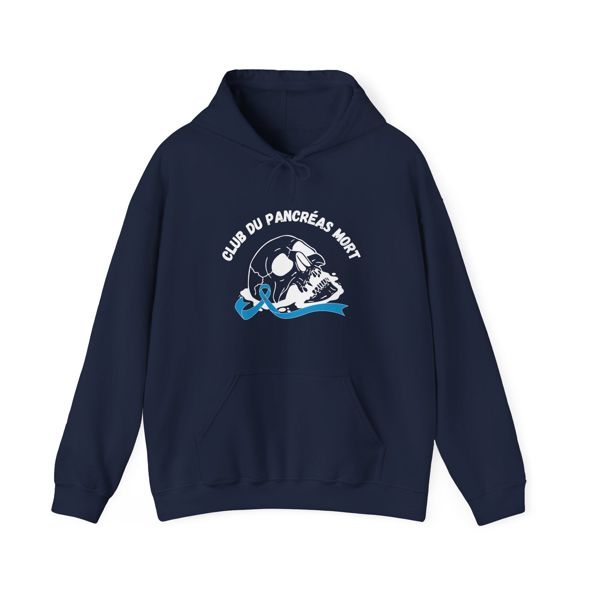 Skull & Blue Ribbon Dead Pancreas Club (French) Hoodie The Diabuddies Store Hoodies $32.41