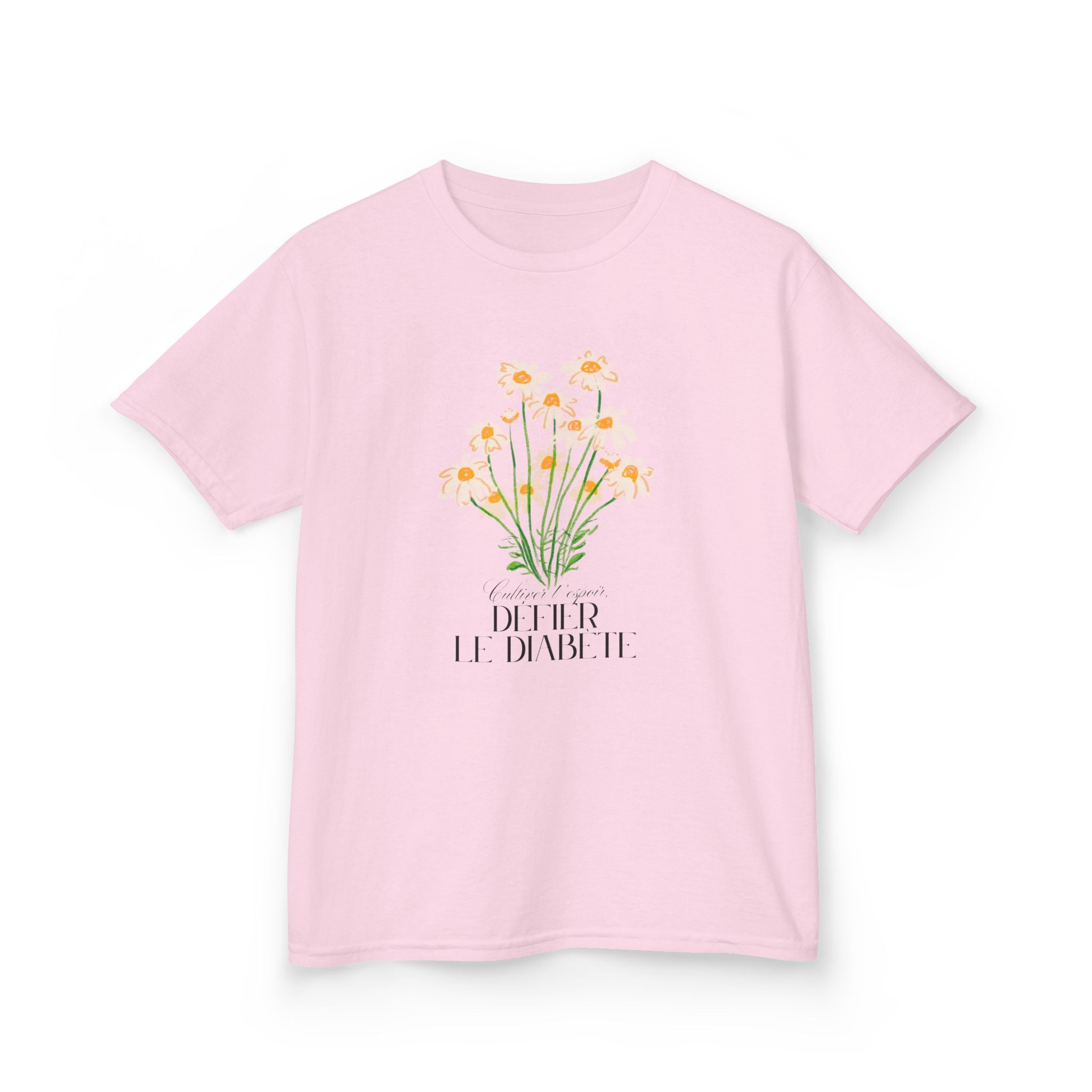 The Diabuddies Store Cultivating Hope, Defying Diabetes (French) - Kids Tee Cultivating Hope, Defying Diabetes (French) - Kids Tee: Wear your message of strength! This tee is a powerful statement of resilience and optimism for kids. T-Shirts $19.22
