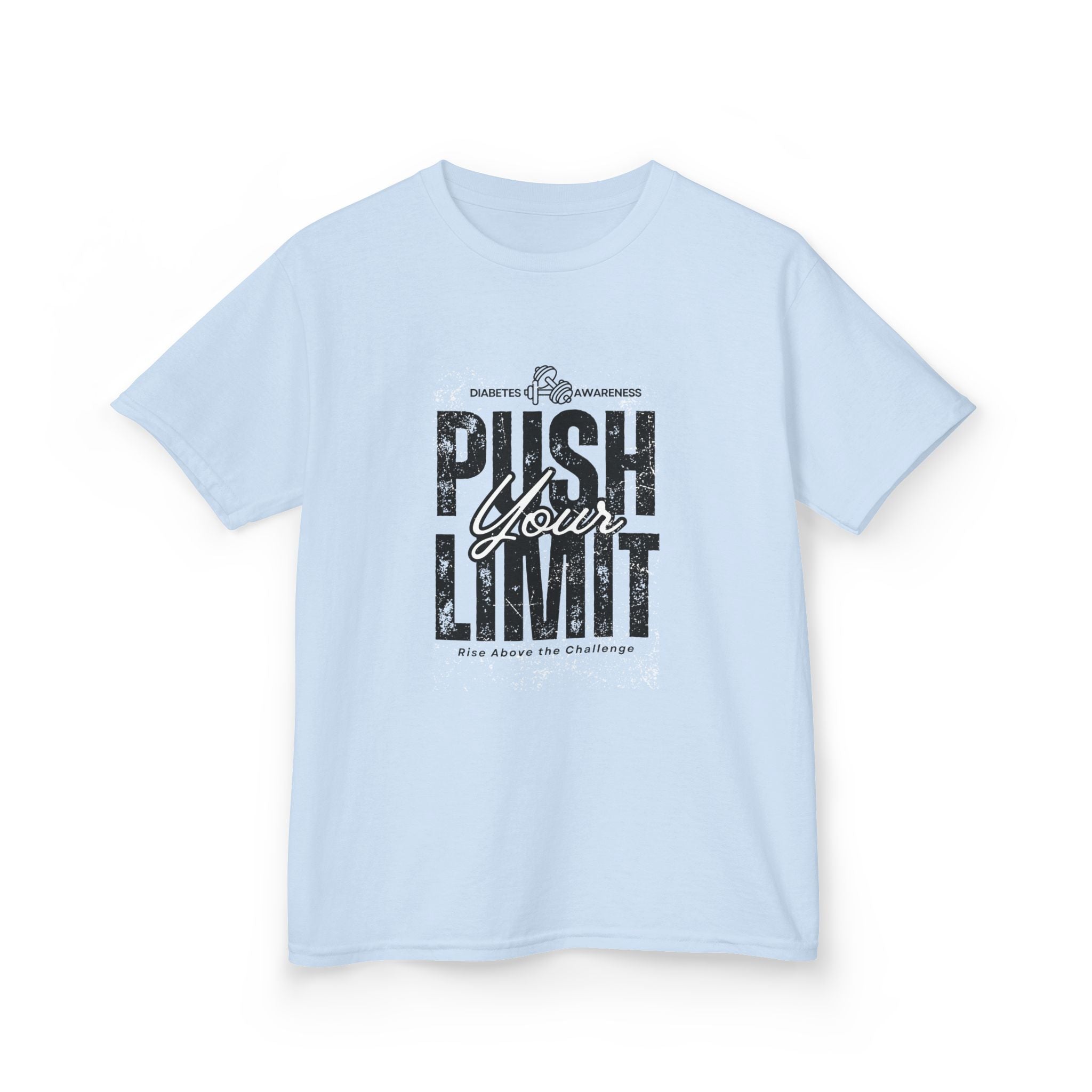 The Diabuddies Store Push Your Limit! (Diabetes) - kids Tee Push Your Limit! (Diabetes) - kids Tee: Ready to push your limit? This awesome "Push Your Limit!" tee is for super kids who love to try new things and grow stronger every day! It's a cool reminde