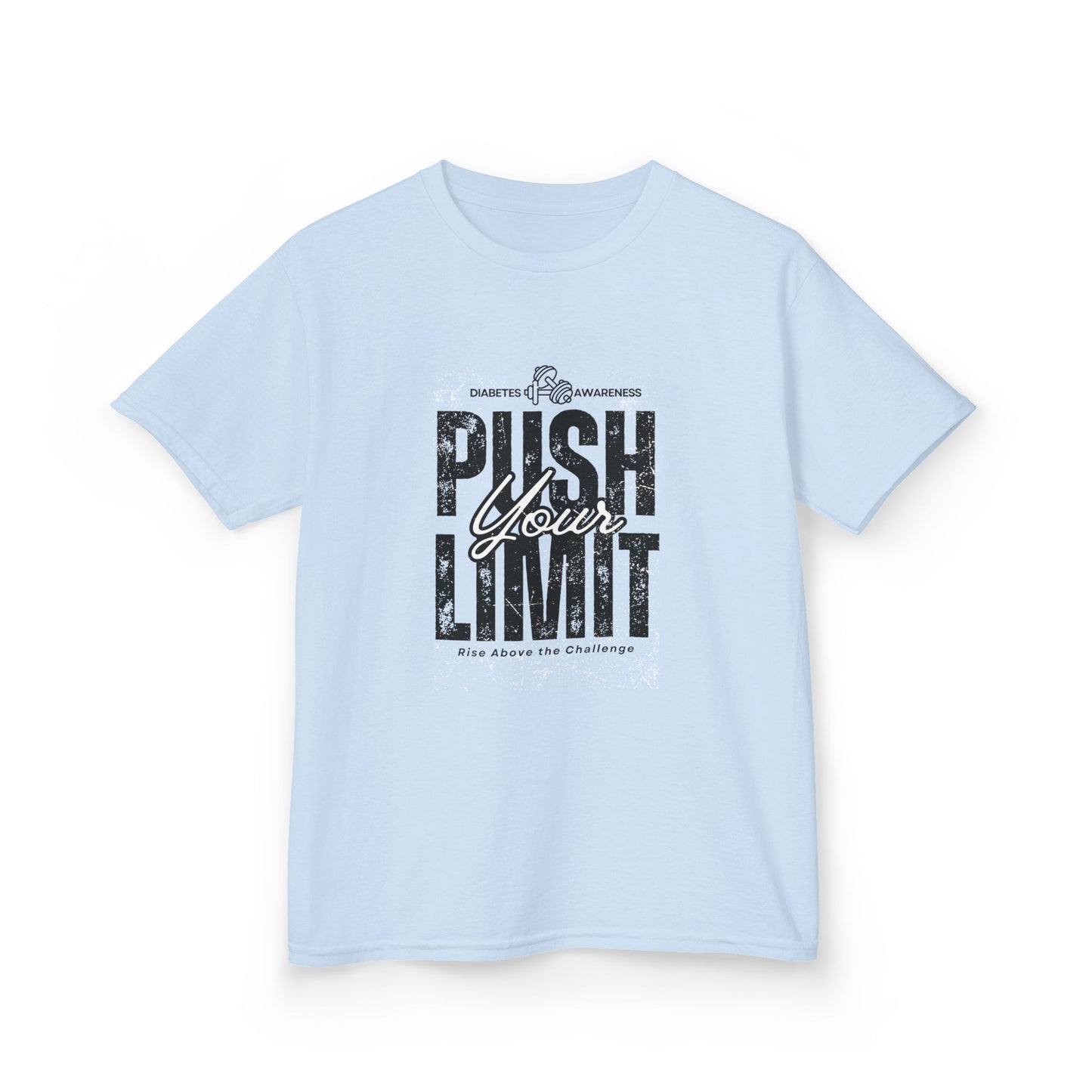 The Diabuddies Store Push Your Limit! (Diabetes) - kids Tee Push Your Limit! (Diabetes) - kids Tee: Ready to push your limit? This awesome "Push Your Limit!" tee is for super kids who love to try new things and grow stronger every day! It's a cool reminde