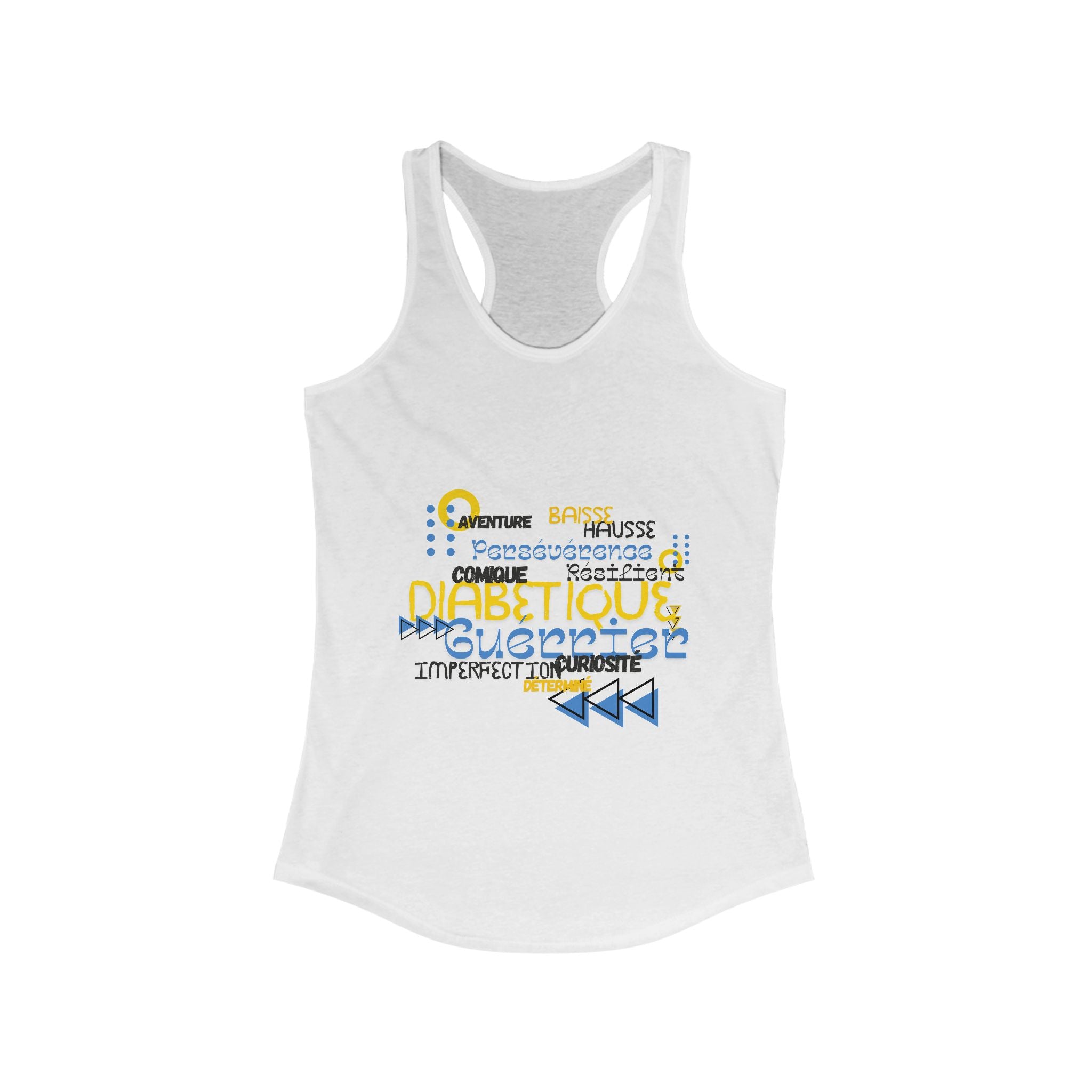 The Diabuddies Store Uplifted & Unleashed (French) - Racerback Tank Uplifted & Unleashed (French) - Racerback Tank: Embrace your strength, defy the odds. The "Uplifted & Unleashed" tank is more than just a tank; it's a vibrant testament to the diabetic wa