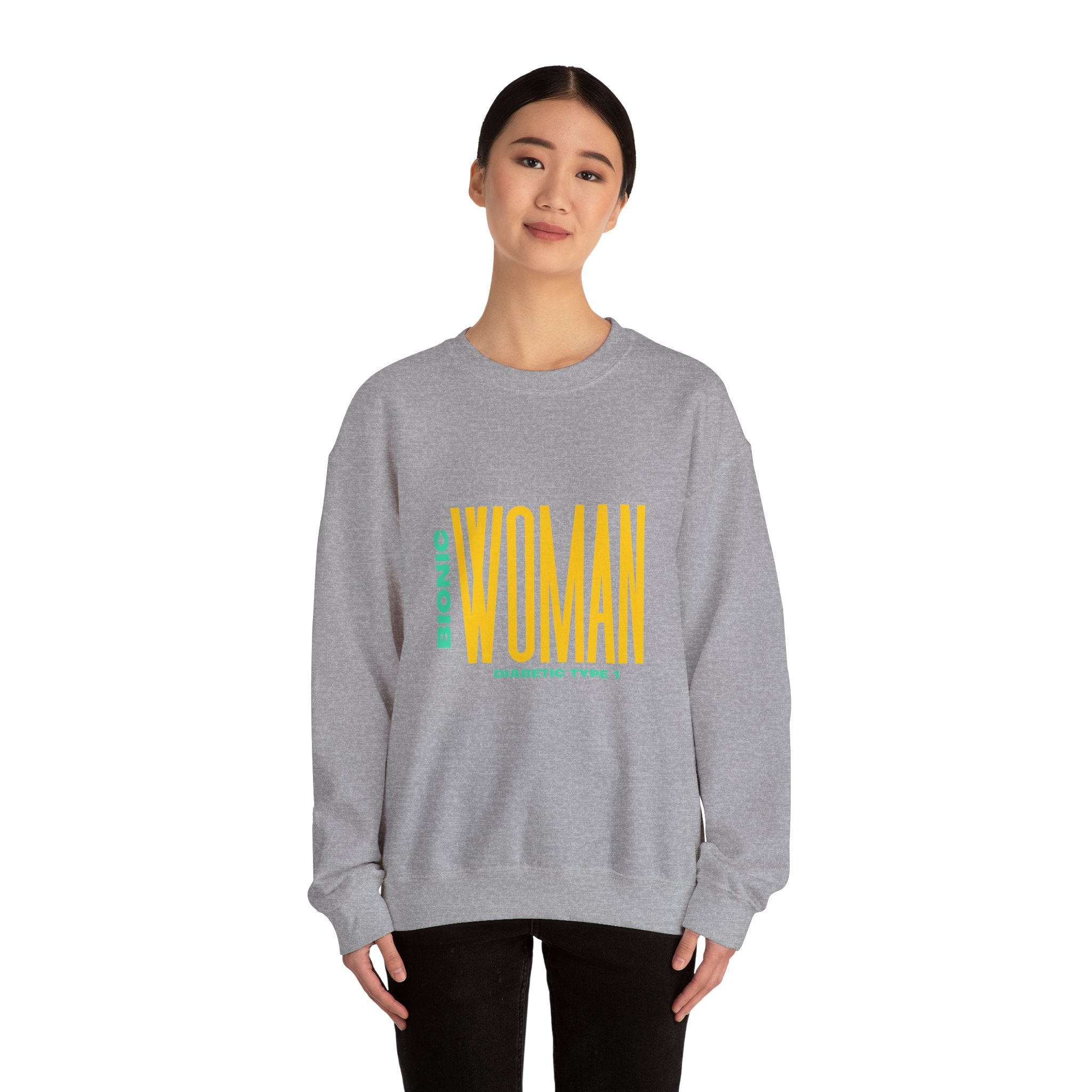 The Diabuddies Store Bionic Woman (Diabetes) - Unisex Sweatshirt Bionic Woman (Diabetes) - Unisex Sweatshirt: Unleash your inner Bionic strength! This Unisex Sweatshirt is a powerful statement of resilience, strength, and modern-day heroism for anyone liv