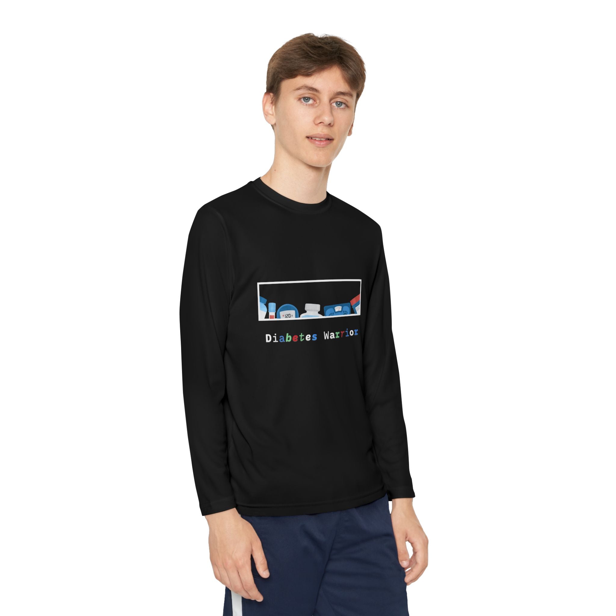 Diabetes Warrior w/supplies - Youth Longsleeve Tee The Diabuddies Store T-Shirts $23.44