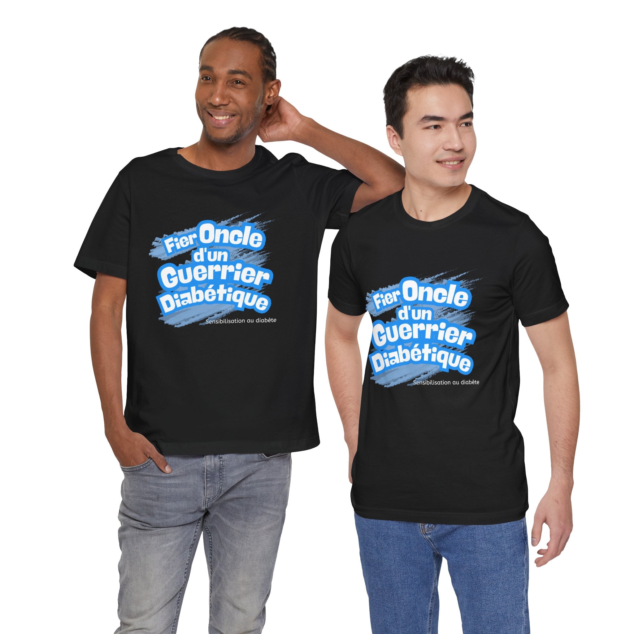 Proud Uncle of Diabetic Warrior (French/Nephew) - Unisex Tee The Diabuddies Store T-Shirts $22.50