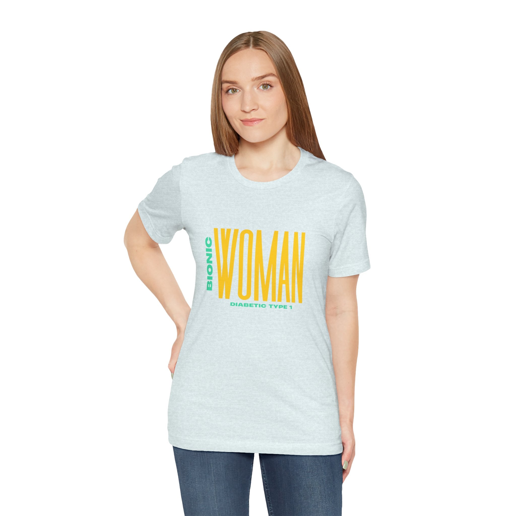 The Diabuddies Store Bionic Woman (Diabetes) - Unisex Tee Bionic Woman (Diabetes) - Unisex Tee: Unleash your inner Bionic strength! This Unisex Tee is a powerful statement of resilience, strength, and modern-day heroism for anyone living with Type 1 Diabe