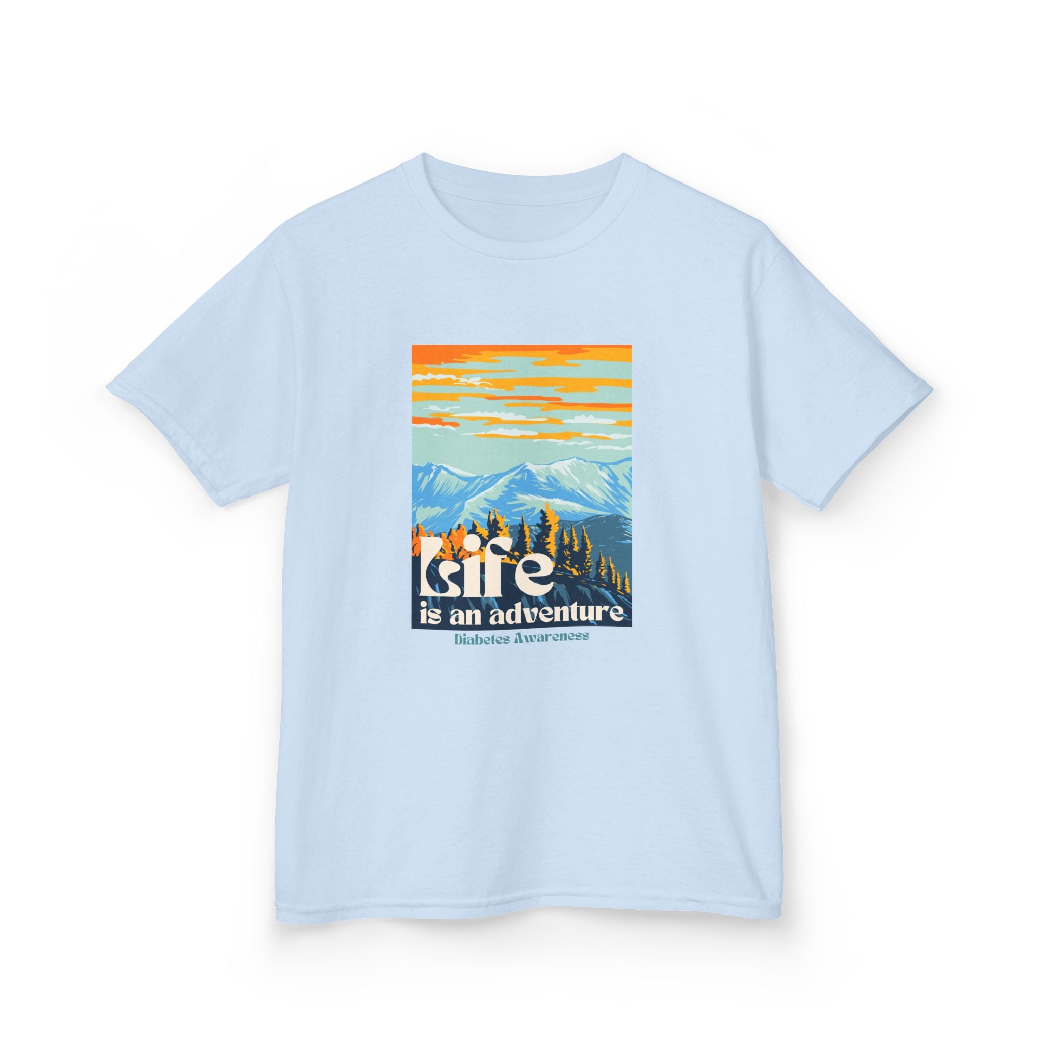 The Diabuddies Store Life is an Adventure, Mountains - Kids Tee Life is an Adventure, Mountains - Kids Tee: Inspire your little explorer with our "Life is an Adventure, Mountains" Kids Tee! This super soft and comfortable t-shirt is perfect for young adve
