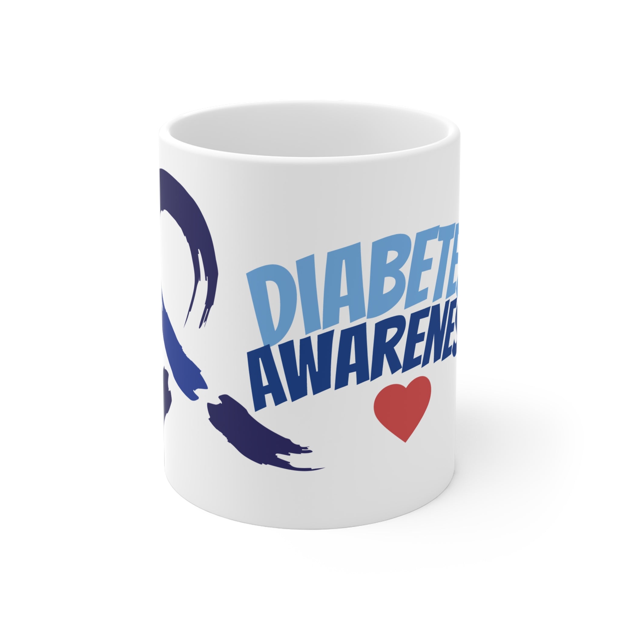 The Diabuddies Store Blue Ribbon & Heart - Mug 11oz Blue Ribbon & Heart - Mug 11oz: Show your support and raise awareness with this meaningful Blue Ribbon & Heart 11oz Mug. A perfect way to honor, remember, or advocate for a cause close to your heart. Dur