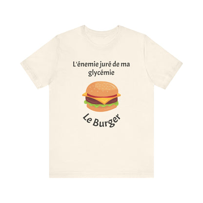 Blood Sugar's Arch Nemesis: The Burger (French) - Unisex Tee The Diabuddies Store T-Shirts $25.00