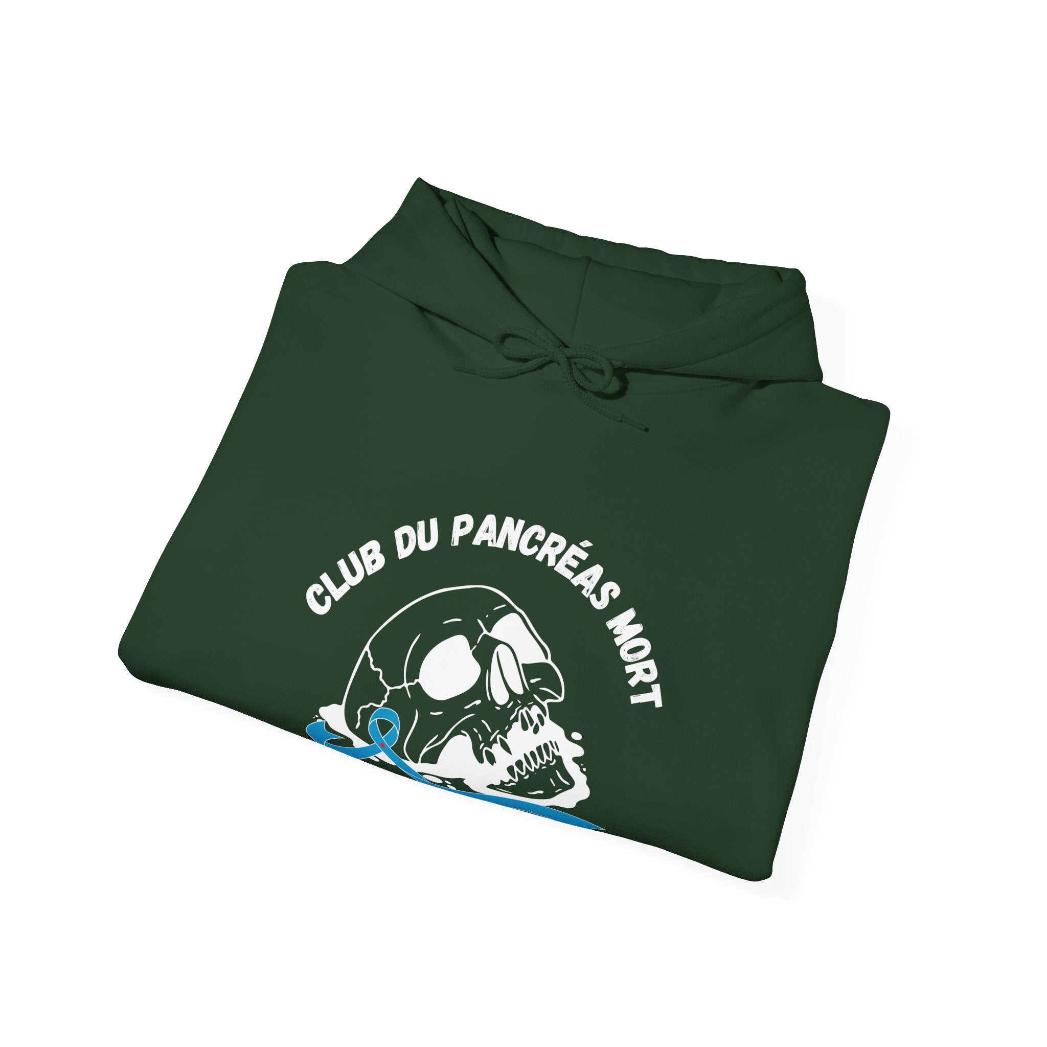 Skull & Blue Ribbon Dead Pancreas Club (French) Hoodie The Diabuddies Store Hoodies $32.41