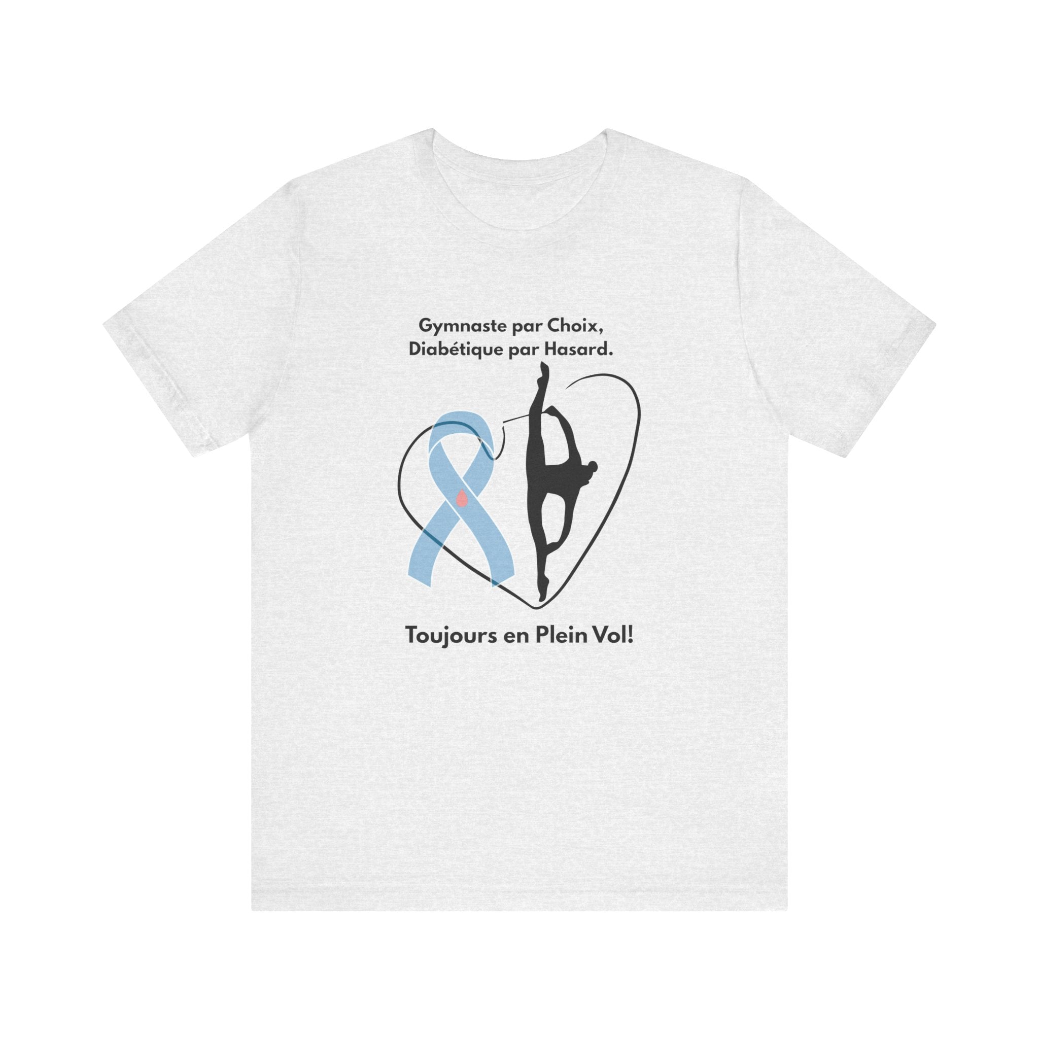 The Diabuddies Store Diabetes & Gymnastics (French) - Unisex Tee Diabetes & Gymnastics (French) - Unisex Tee: Defy expectations and tumble forward! This comfortable racerback tank is designed for the resilient gymnast who manages diabetes with grace and s