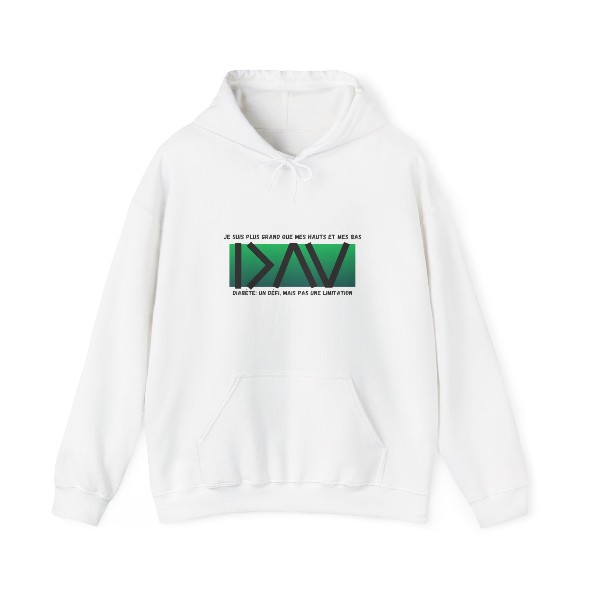 The Diabuddies Store Greater Than (French/Green) - Unisex Hoodie Greater Than (French/Green) - Unisex Hoodie: Make a bold statement: You are always greater than! Our "Greater Than (French/Green)" Unisex Hoodie in vibrant orange is designed to stand out an