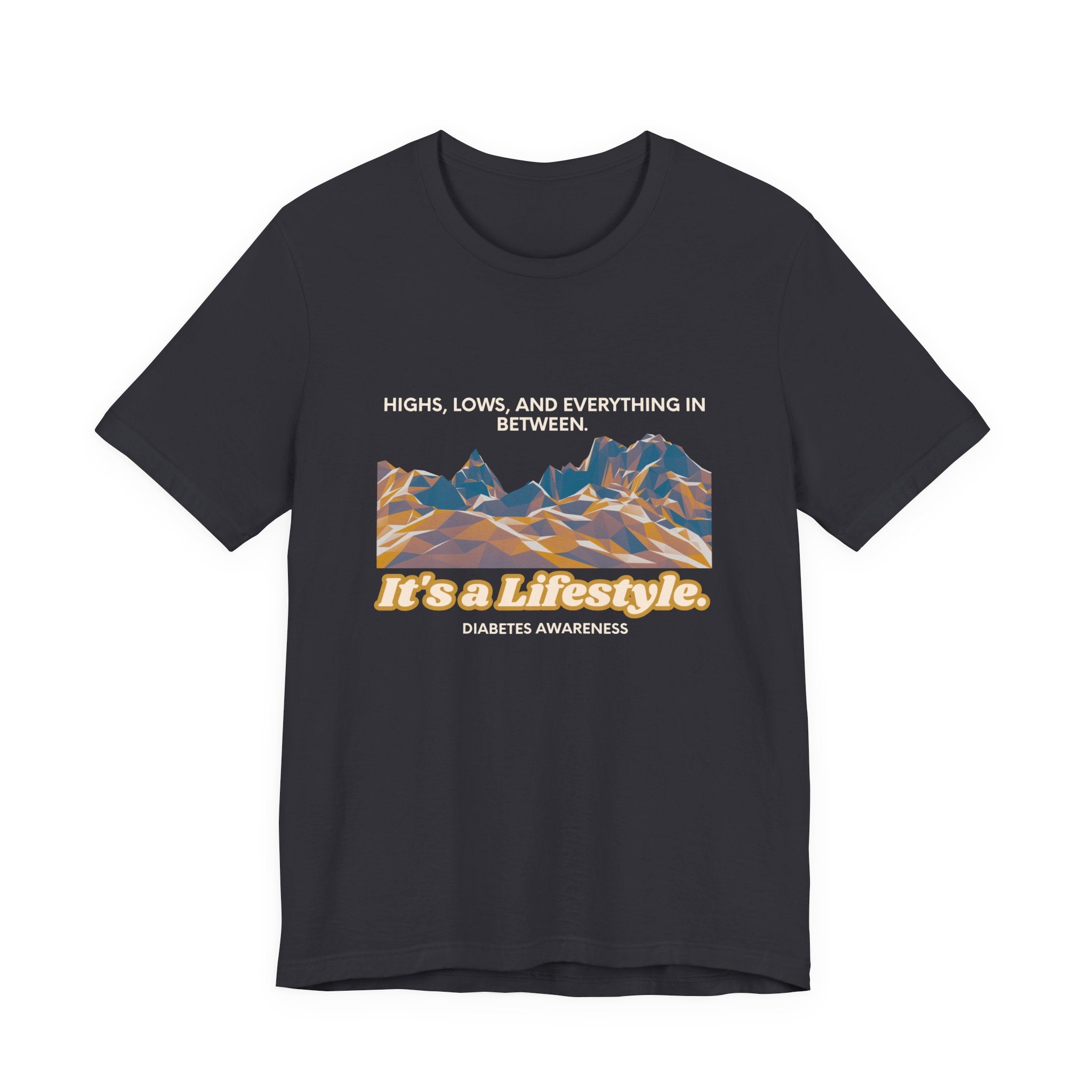 The Diabuddies Store Highs, Lows, and Everything in Between - Unisex Tee Life's a rollercoaster, and this tee gets it! Our "Highs, Lows, and Everything in Between" shirt is for anyone who embraces the wild ride of life, with all its ups, downs, and unexpe