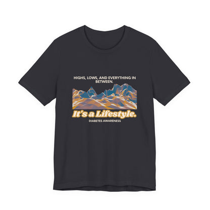 The Diabuddies Store Highs, Lows, and Everything in Between - Unisex Tee Life's a rollercoaster, and this tee gets it! Our "Highs, Lows, and Everything in Between" shirt is for anyone who embraces the wild ride of life, with all its ups, downs, and unexpe