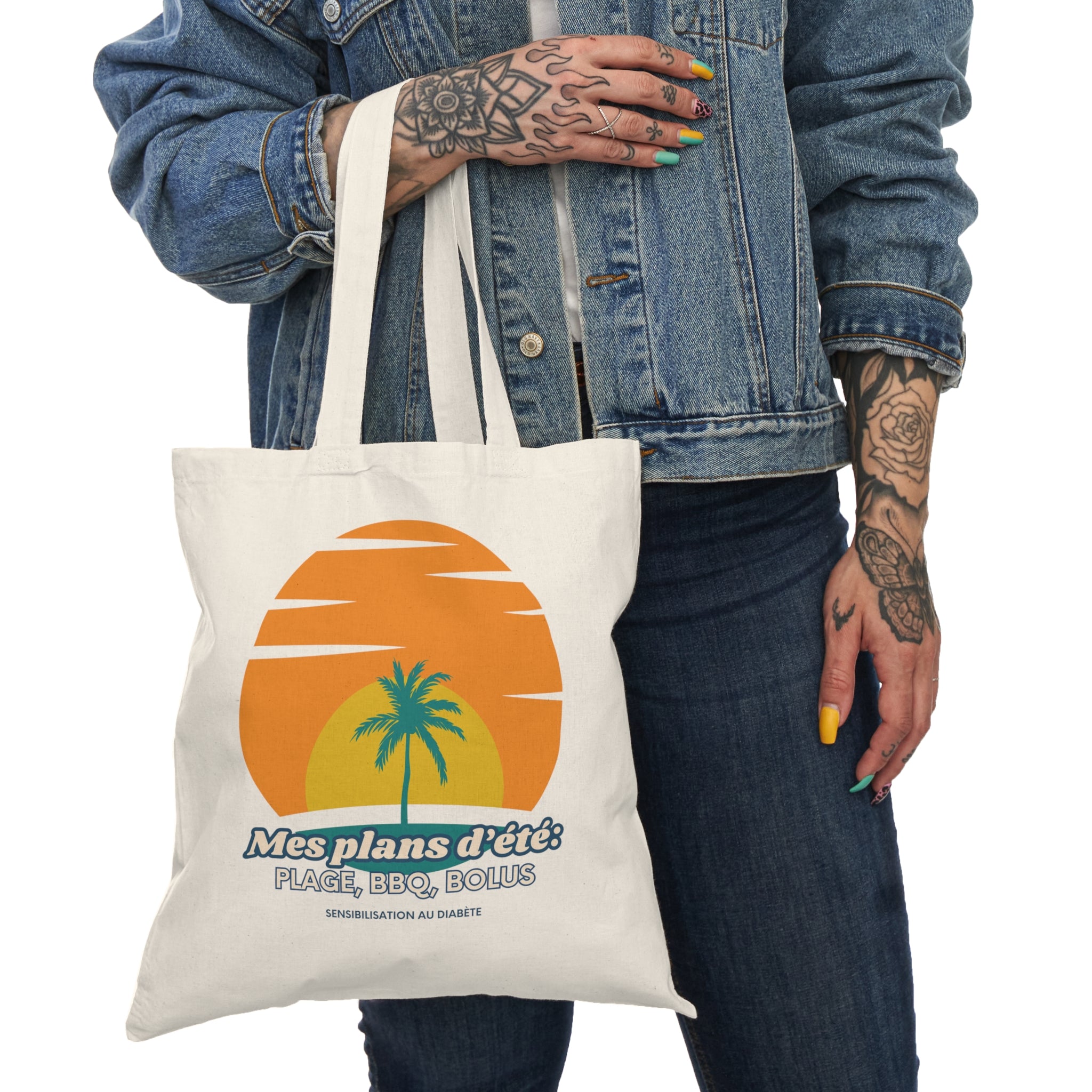 The Diabuddies Store My Summer Plans: Beach, BBQ, Bolus (French) - Tote Bags My Summer Plans: Beach, BBQ, Bolus (French) - Tote Bags: Sunshine, good times, and keeping those blood sugars in check! Our Tote Bag is the perfect companion for anyone balancing