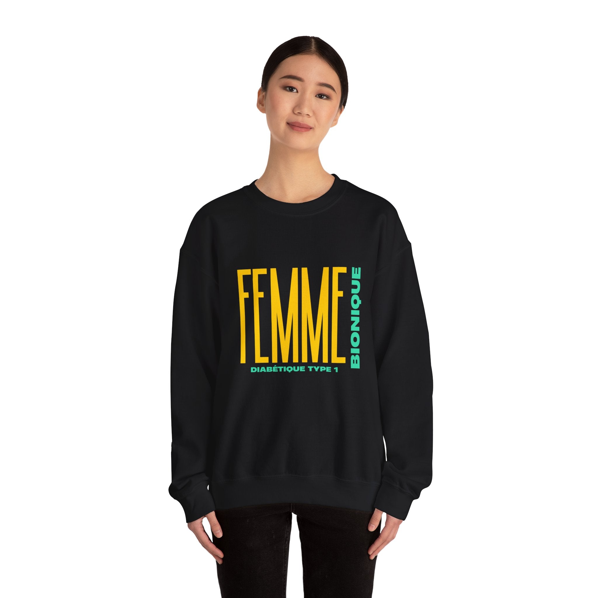 The Diabuddies Store Bionic Woman Diabetes (French) - Unisex Sweatshirt Bionic Woman Diabetes (French) - Unisex Sweatshirt: Unleash your inner Bionic strength! This Unisex Sweatshirt is a powerful statement of resilience, strength, and modern-day heroism