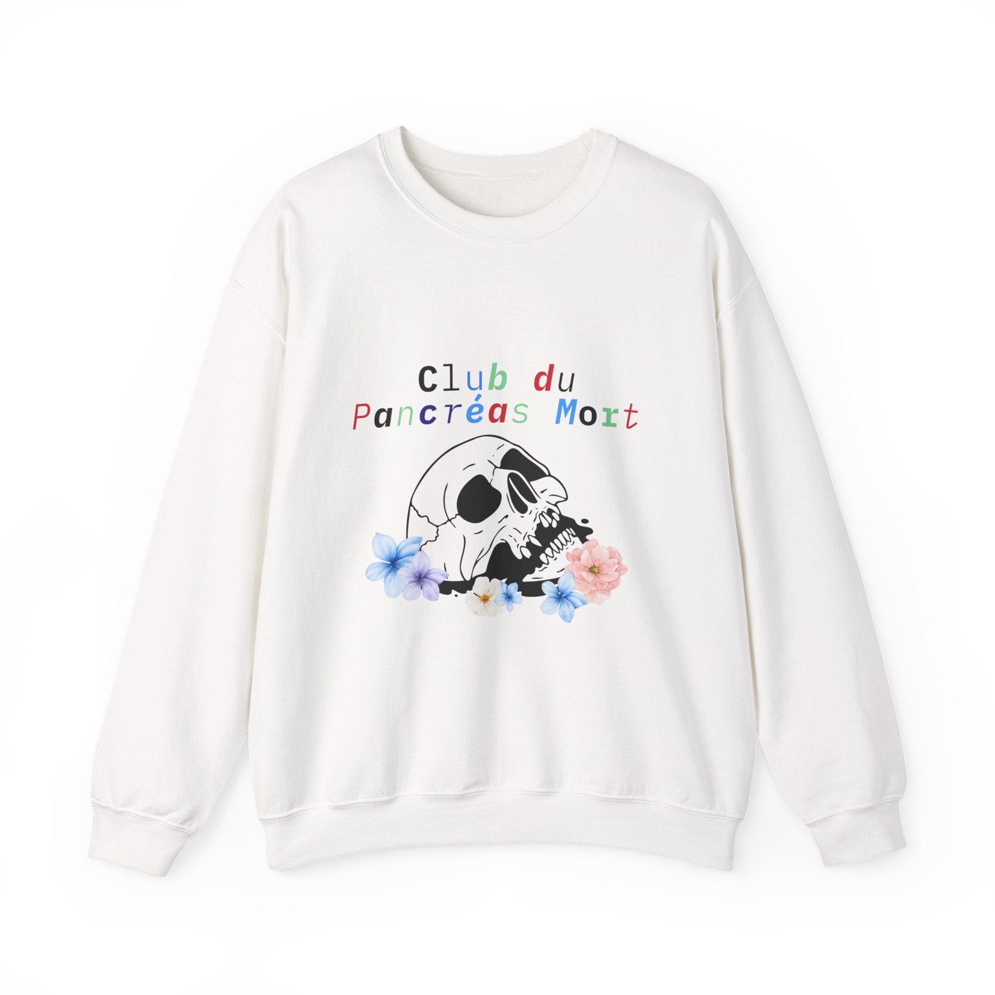 Skull & Flowers Dead Pancreas Club-French Unisex Sweatshirt The Diabuddies Store Sweatshirts $29.49