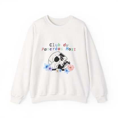 Skull & Flowers Dead Pancreas Club-French Unisex Sweatshirt The Diabuddies Store Sweatshirts $29.49