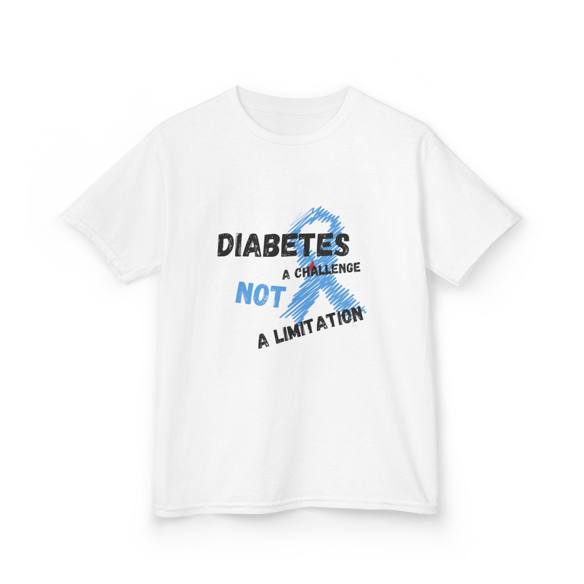 The Diabuddies Store A Challenge, Not a Limitation - Kids Tee A Challenge, Not a Limitation - Kids Tee: Empower your child! This tee is an inspiring reminder that challenges are opportunities to shine, not limitations. T-Shirts $19.22