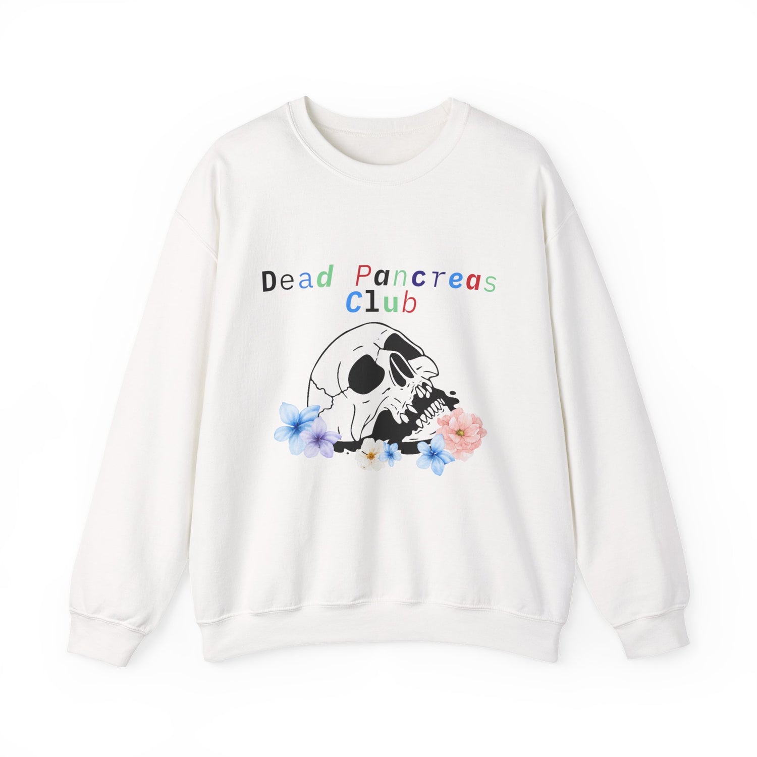 Skull & Flowers, Dead Pancreas Club - Unisex Sweatshirt The Diabuddies Store Sweatshirts $29.49