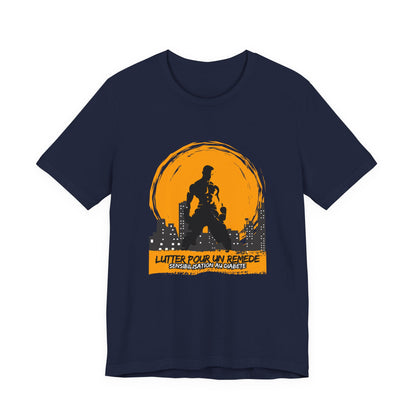 The Diabuddies Store Fighting for a Cure (French) - Unisex Tee Fighting for a Cure (French) - Unisex Tee: Make a statement that matters with this French Unisex Tee. This comfortable and versatile shirt is a powerful way to raise awareness and spark conver