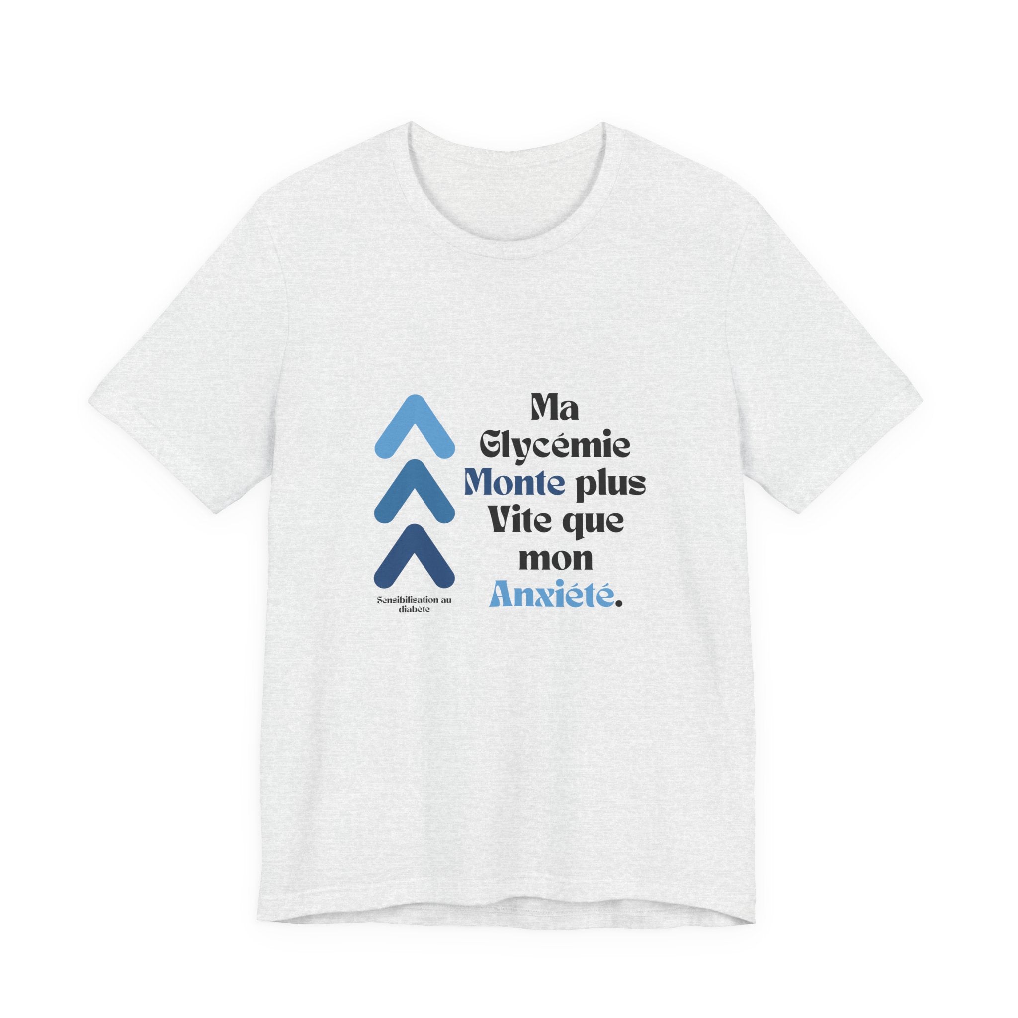 The Diabuddies Store Spiking Faster than my Anxiety (French/Blue) - Unisex Tee Spiking Faster than my Anxiety (French/Blue) - Unisex Tee: Get ready to make a statement without saying a word. Our blue "Spiking Faster Than My Anxiety" French Unisex Tee is f