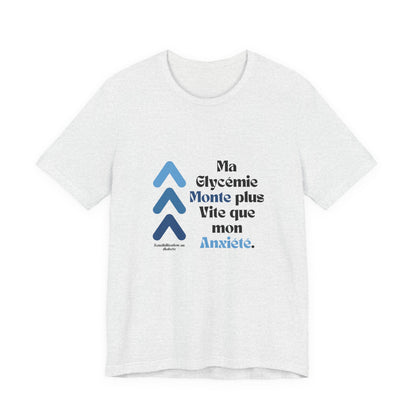 The Diabuddies Store Spiking Faster than my Anxiety (French/Blue) - Unisex Tee Spiking Faster than my Anxiety (French/Blue) - Unisex Tee: Get ready to make a statement without saying a word. Our blue "Spiking Faster Than My Anxiety" French Unisex Tee is f