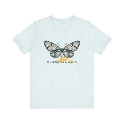 Green Butterfly & Flowers (French) Unisex Tee The Diabuddies Store T-Shirts $22.83