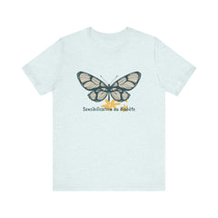 Green Butterfly & Flowers (French) Unisex Tee The Diabuddies Store T-Shirts $22.83