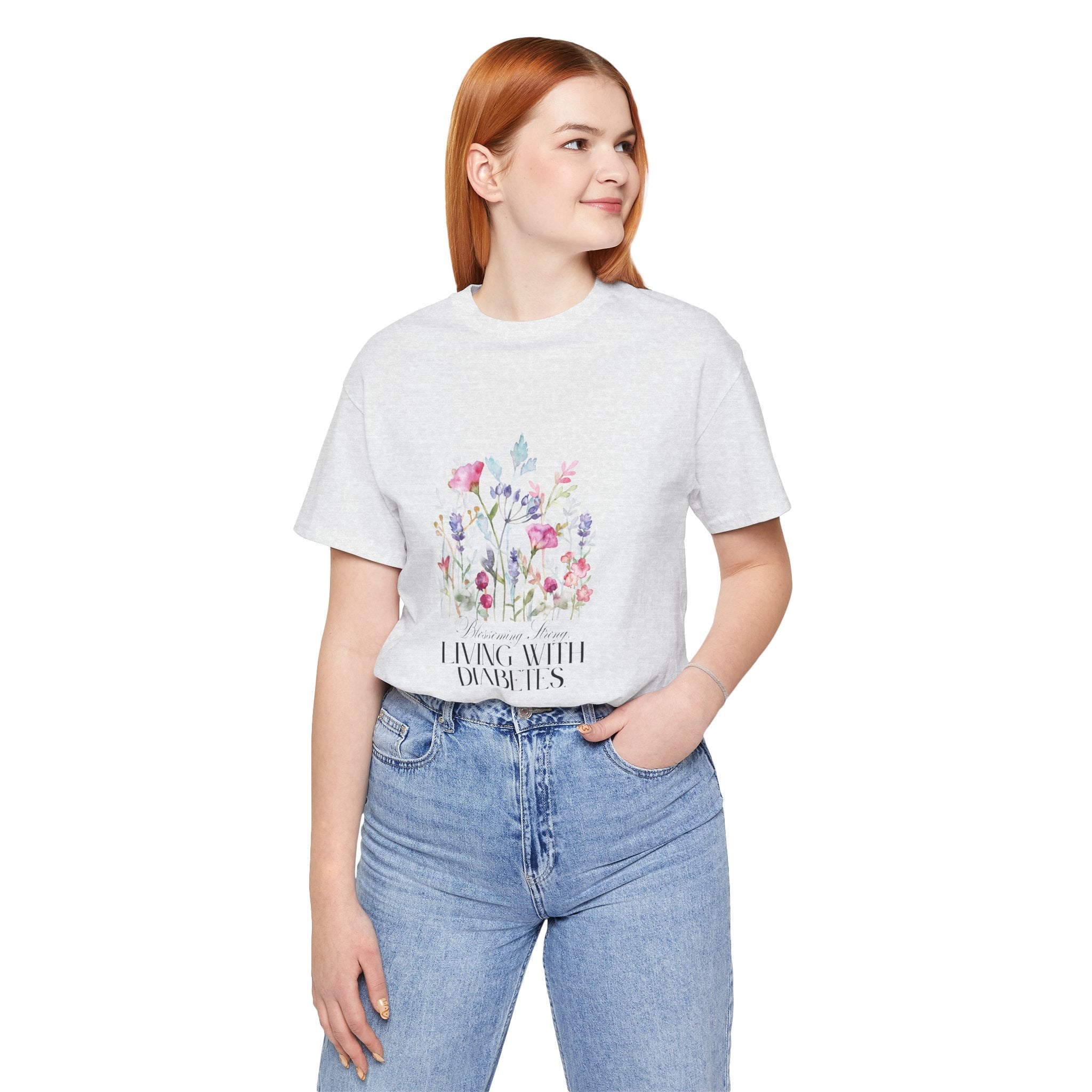 The Diabuddies Store Blossoming Strong, Living with Diabetes. - Unisex Tee Blossoming Strong, Living with Diabetes. - Unisex Tee: Wear your strength proudly! Our "Blossoming Strong, Living with Diabetes" Unisex Tee is a beautiful reminder of your inner po